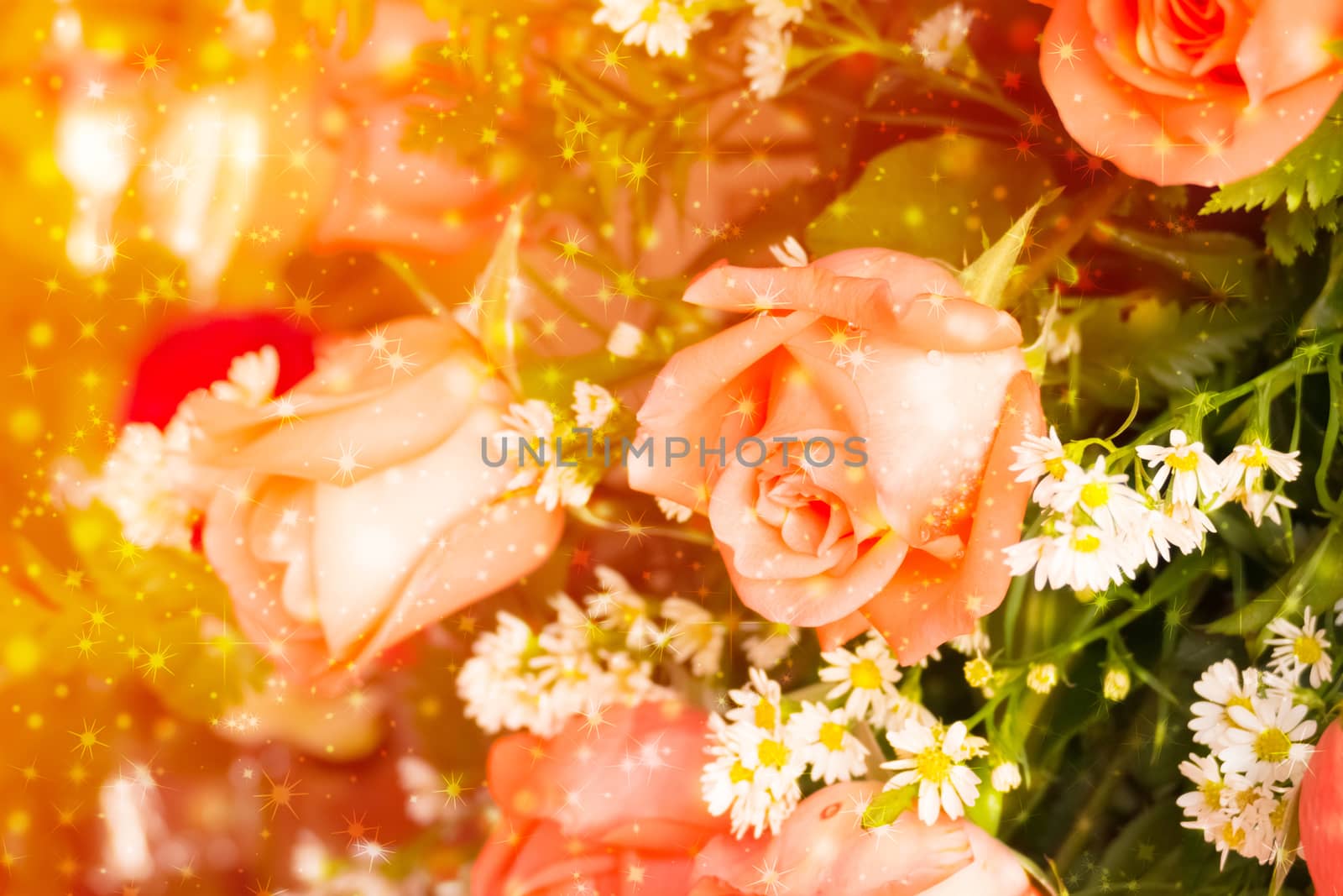 beautiful background with flowers roses by teerawit
