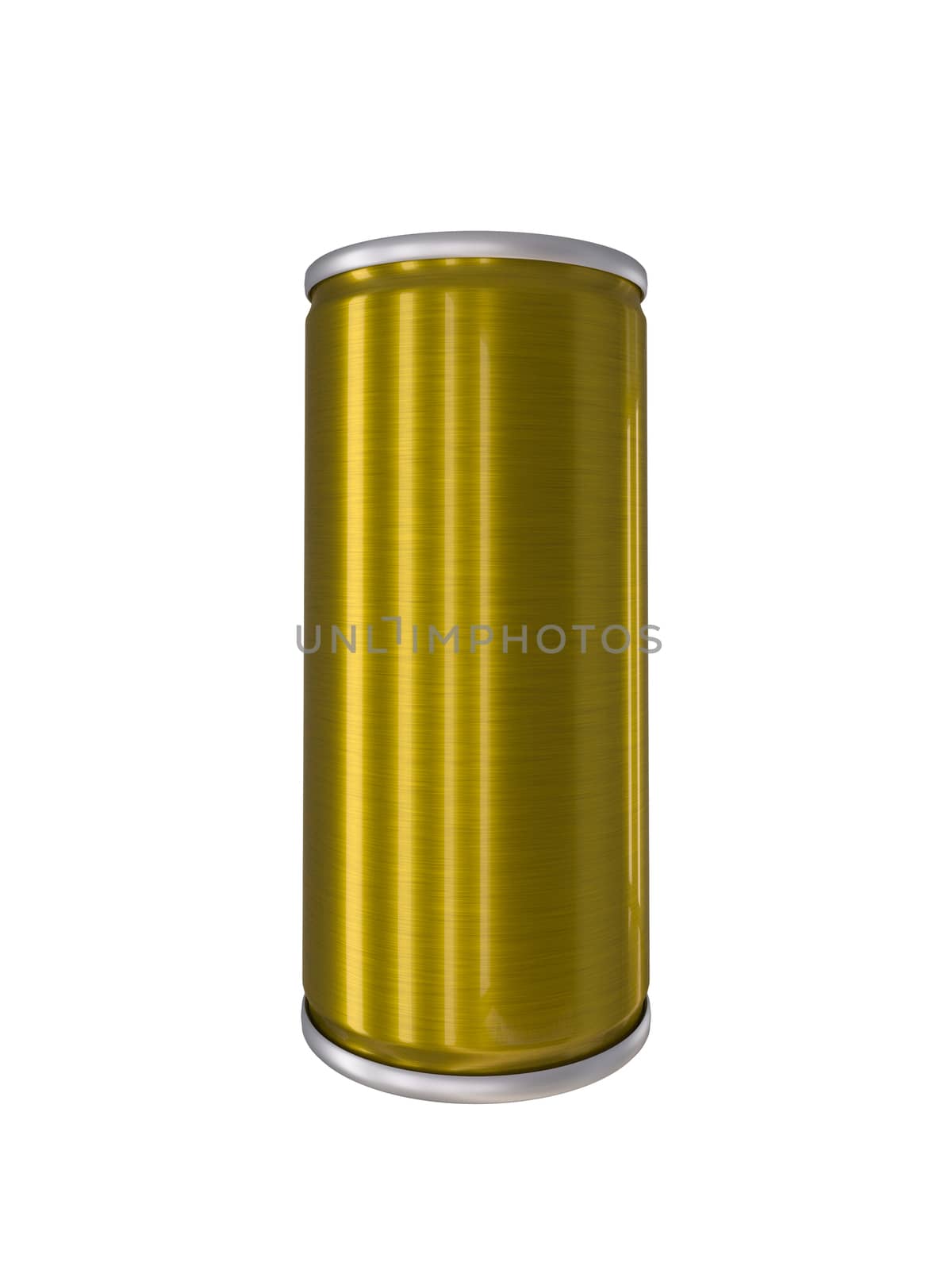 Yellow Gold Aluminum Drink Can isolated with clipping path