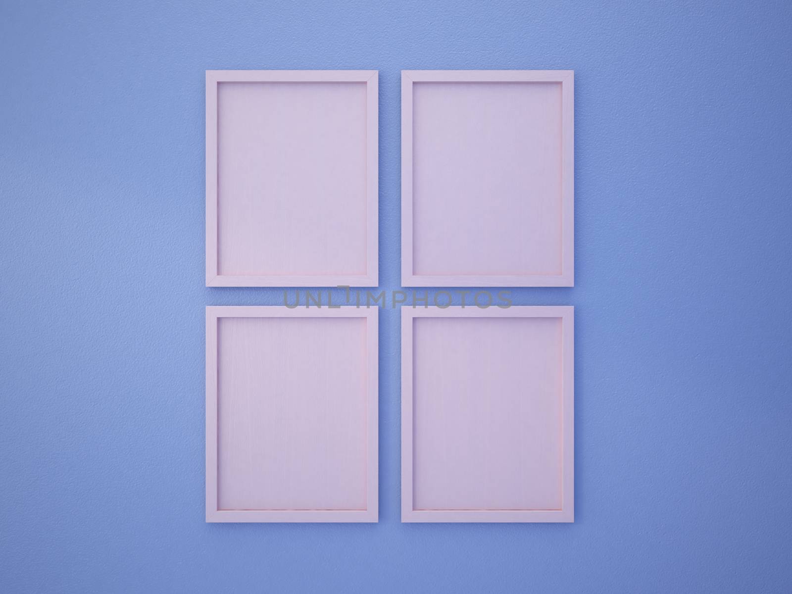 Rose Quartz blank frame on Serenity Blue color wall by chingraph
