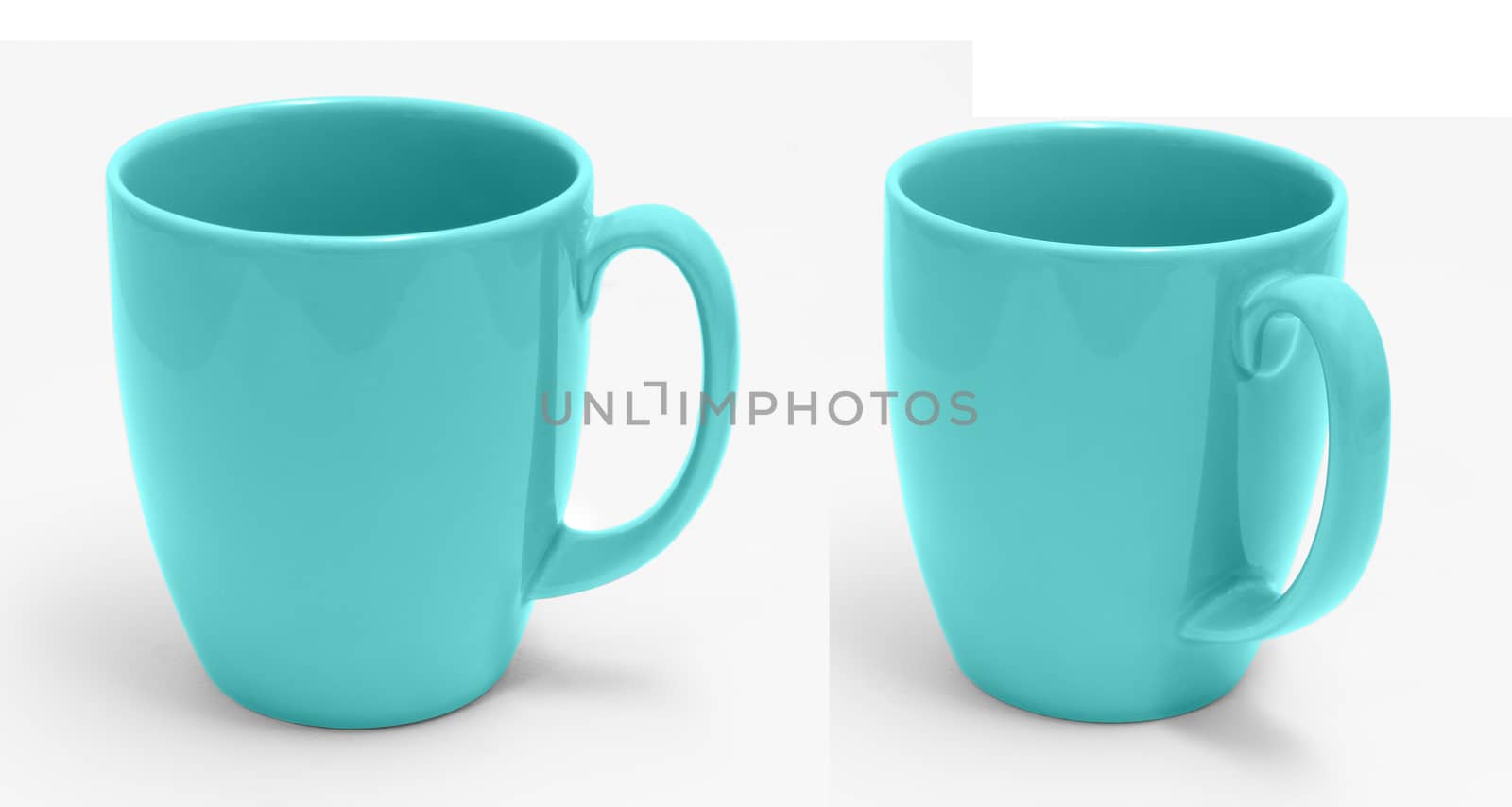 Cyan Cup isolate on White With Clipping Path