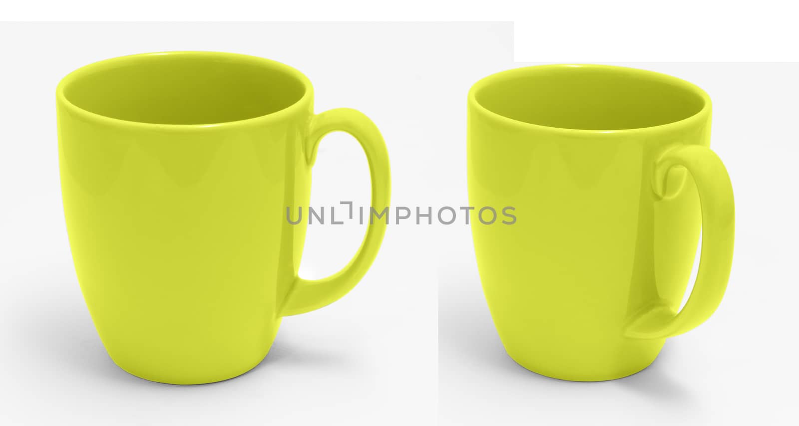 Yellow Cup isolate on White With Clipping Path