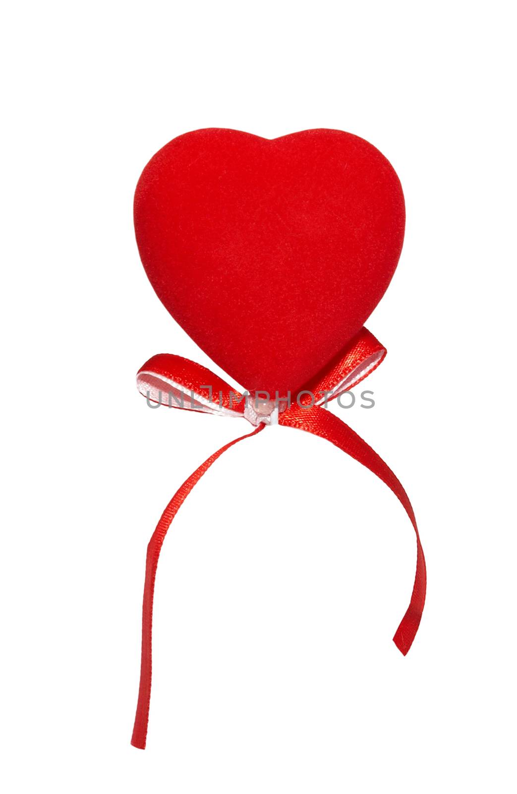 Red valentine heart isolated on white.