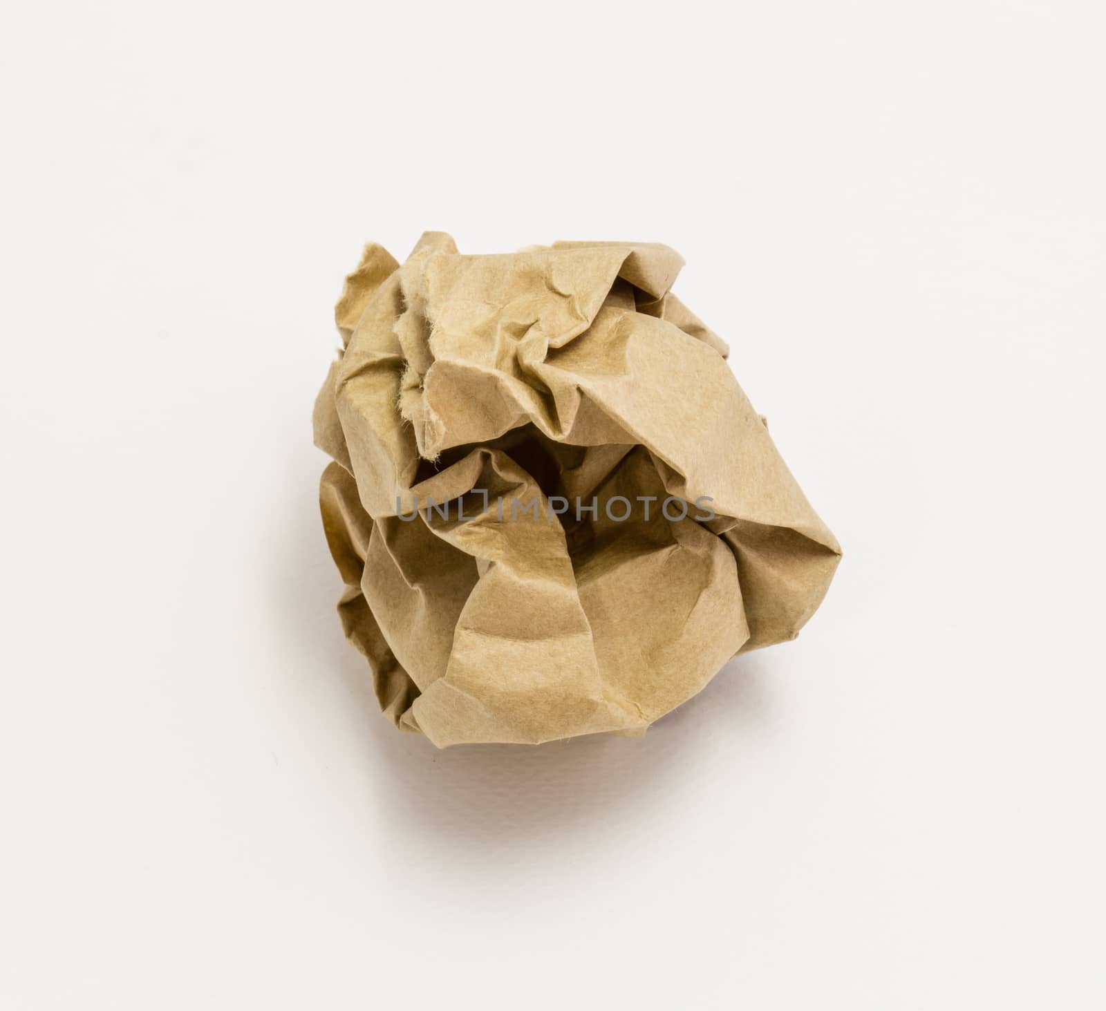 brown paper ball isolated on white background