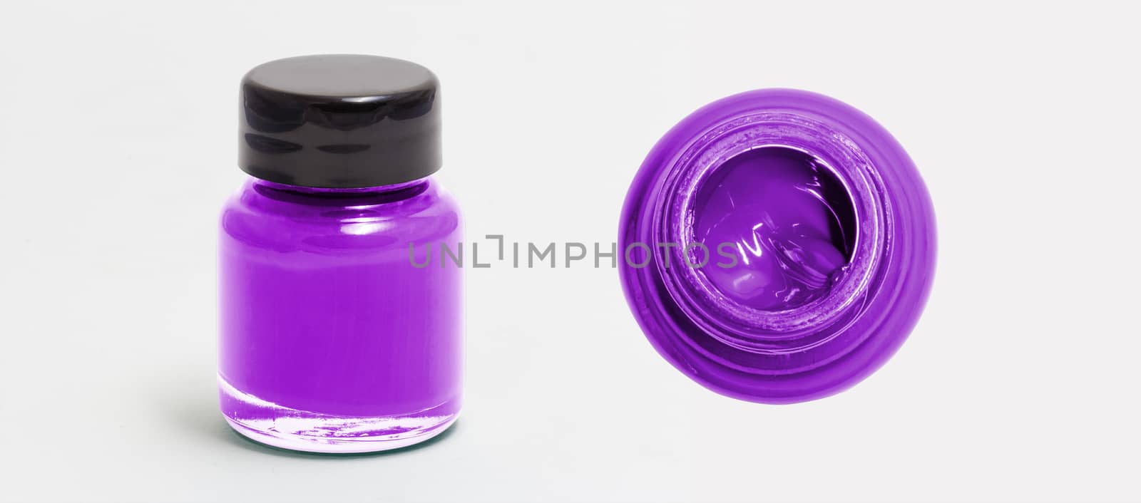 darkorchid acrylic color bottle side and top view white isolated by chingraph