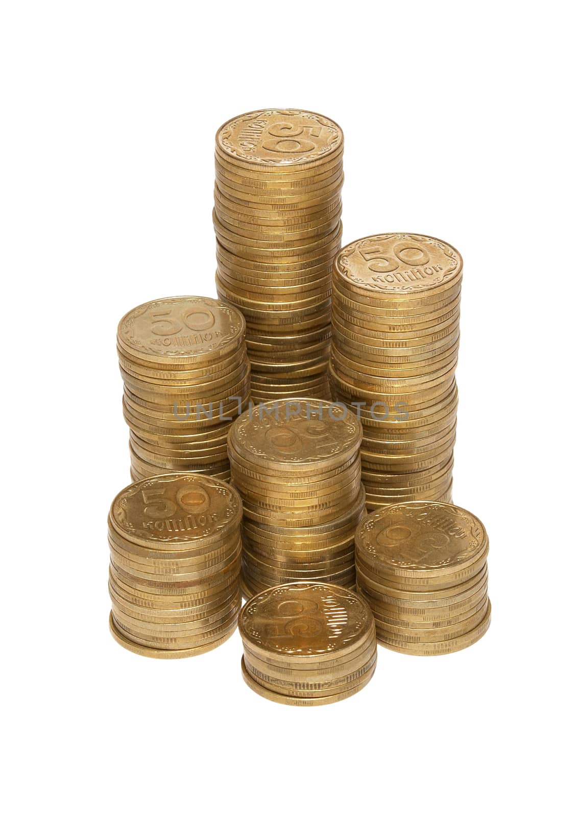 Column of golden coins by vapi