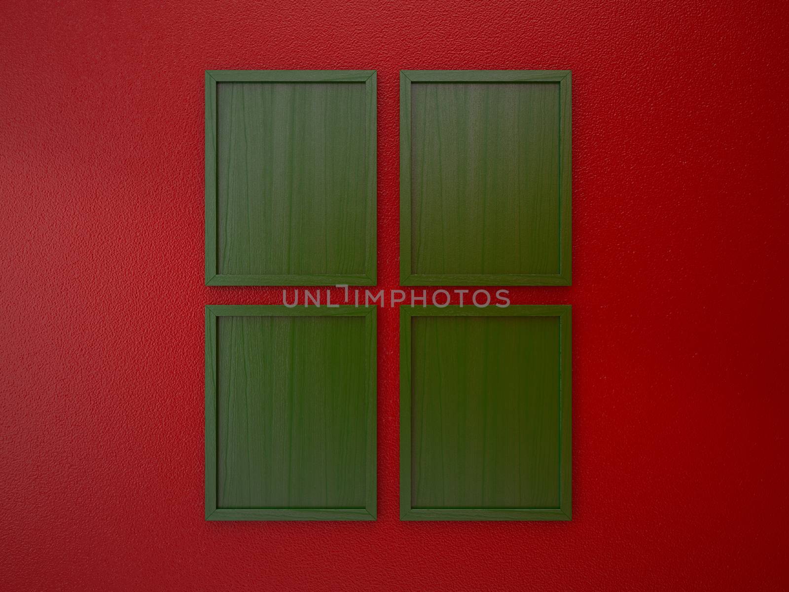 blank frame on interior wall red and green ,christmas tone color