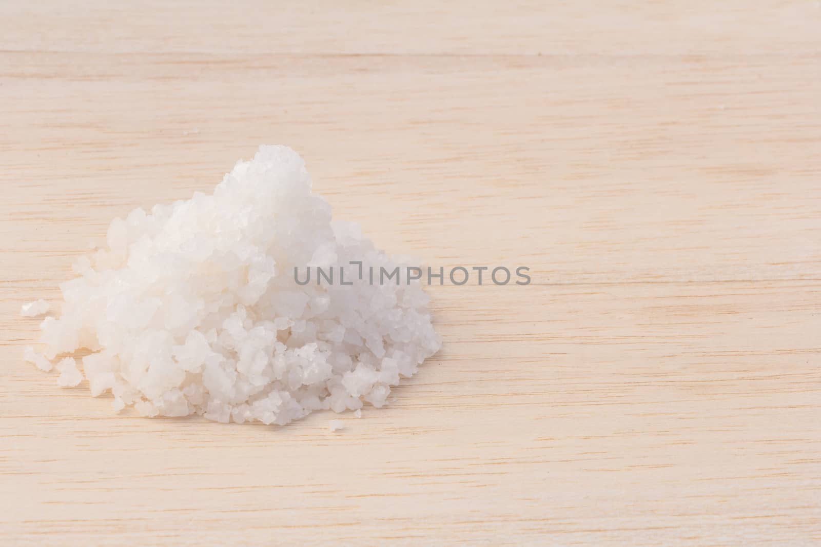salt crystal on wood background