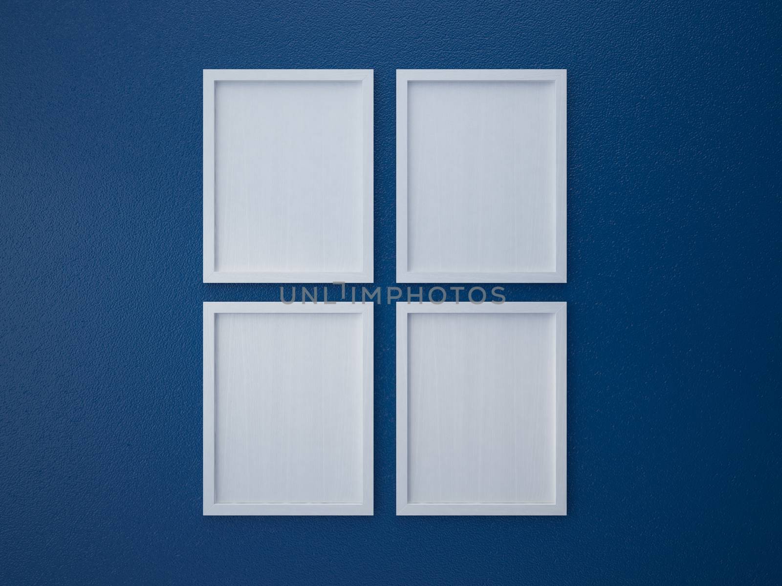 blank frame on interior wall blue tone color