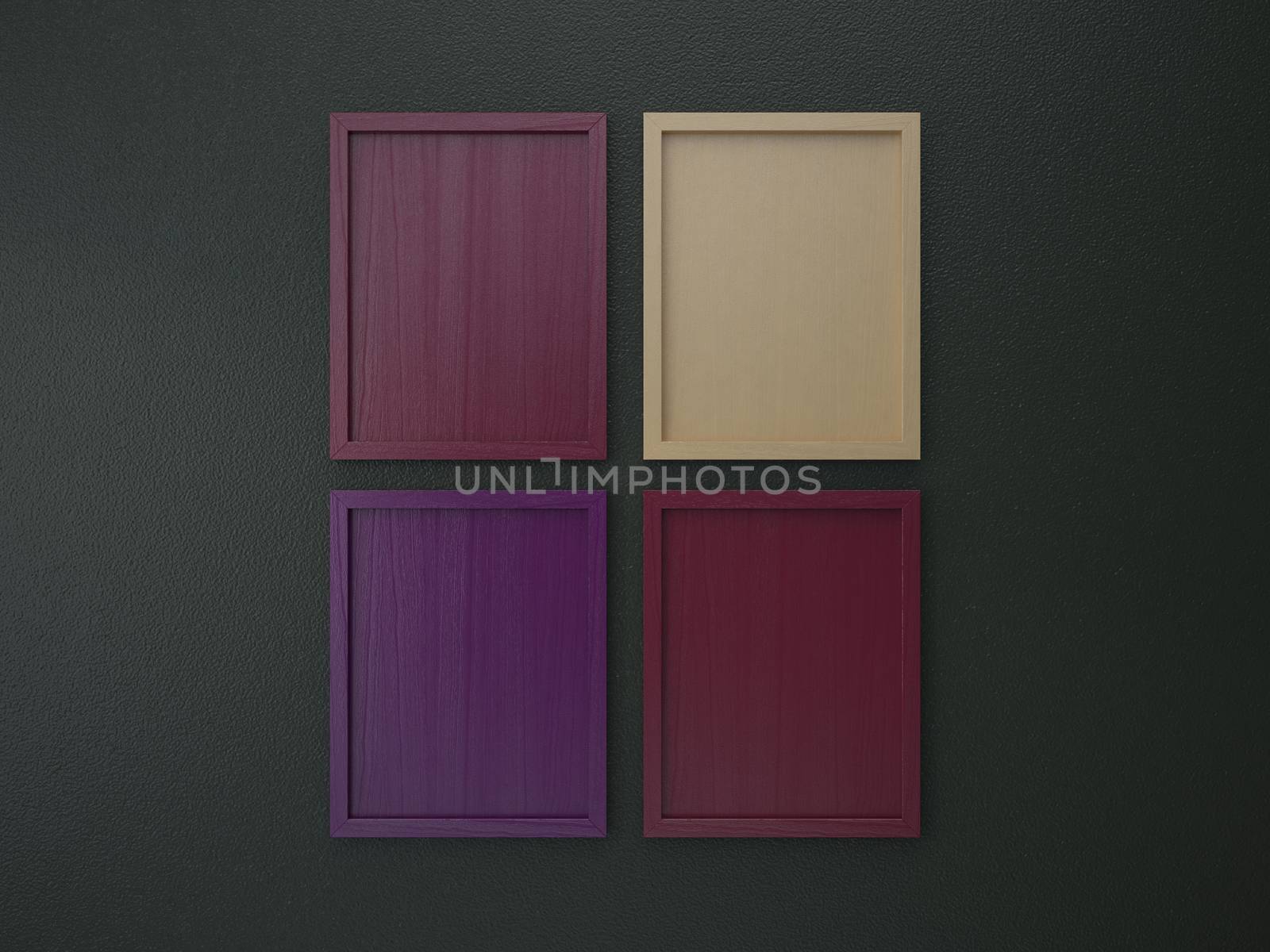 blank frame on interior wall green and purple tone color