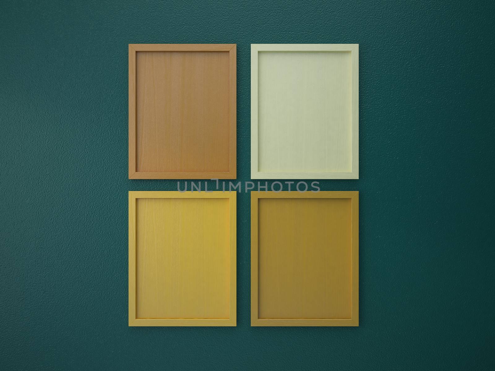 blank frame on interior wall green and orange tone color