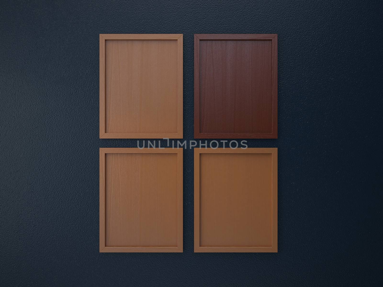 blank frame on interior wall brown and darkblue tone color
