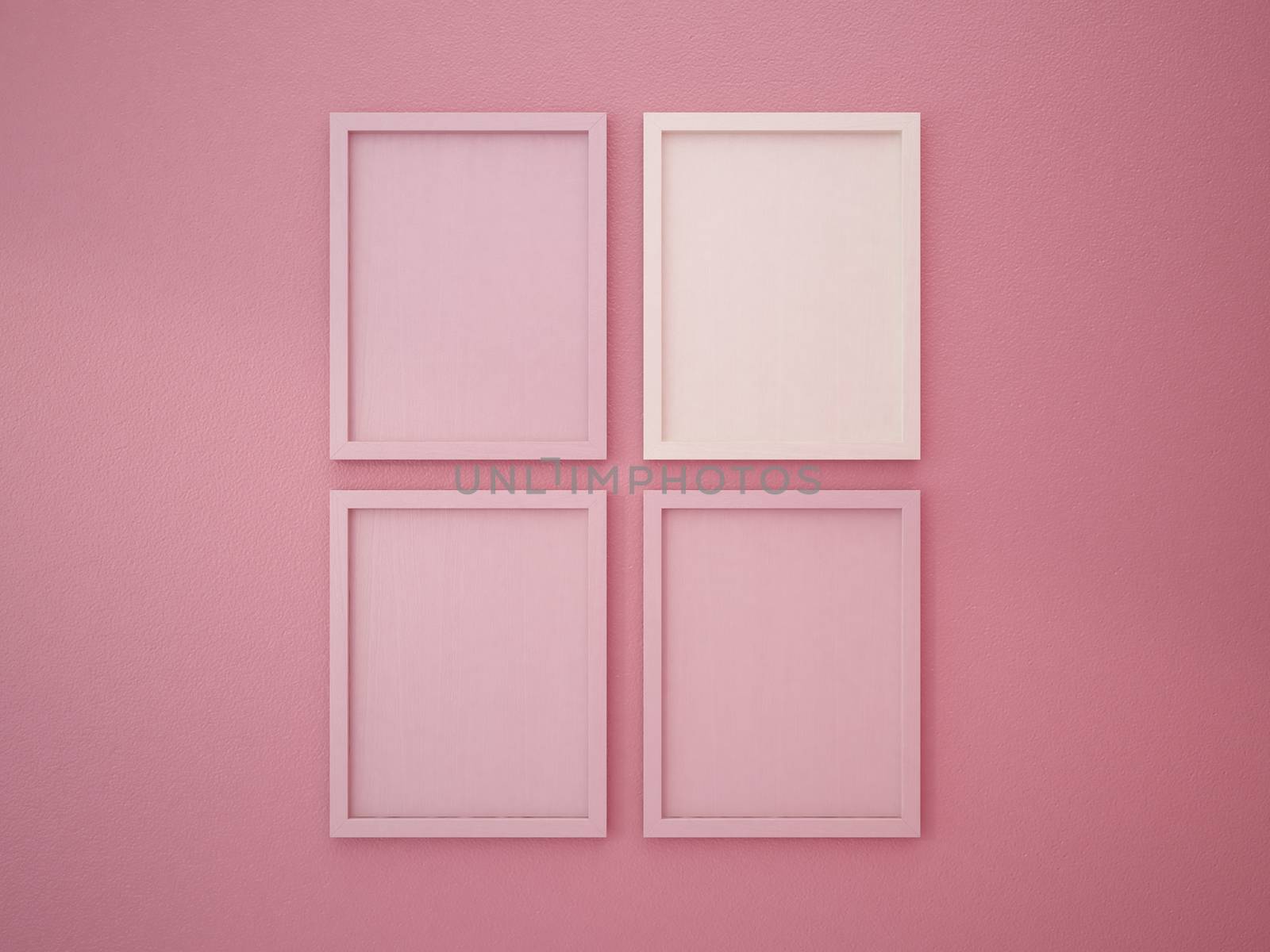 blank frame on interior wall pink tone color