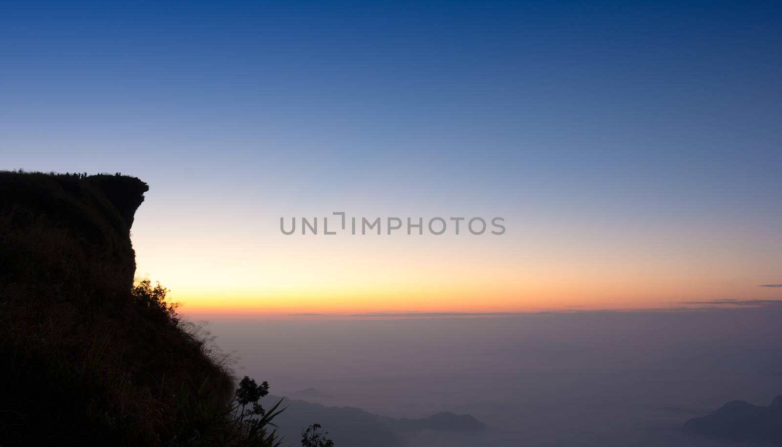 Sun rise at phu chi fa cliff chiang rai Thailand