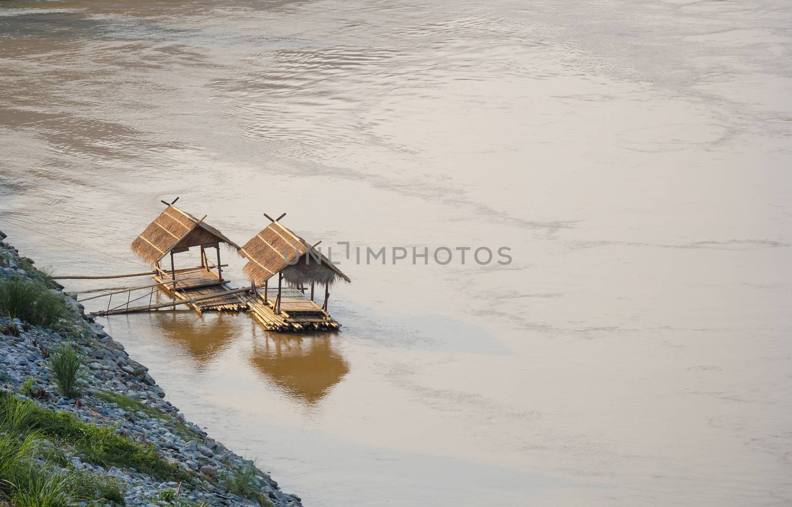 Bamboo Raft in mekong River