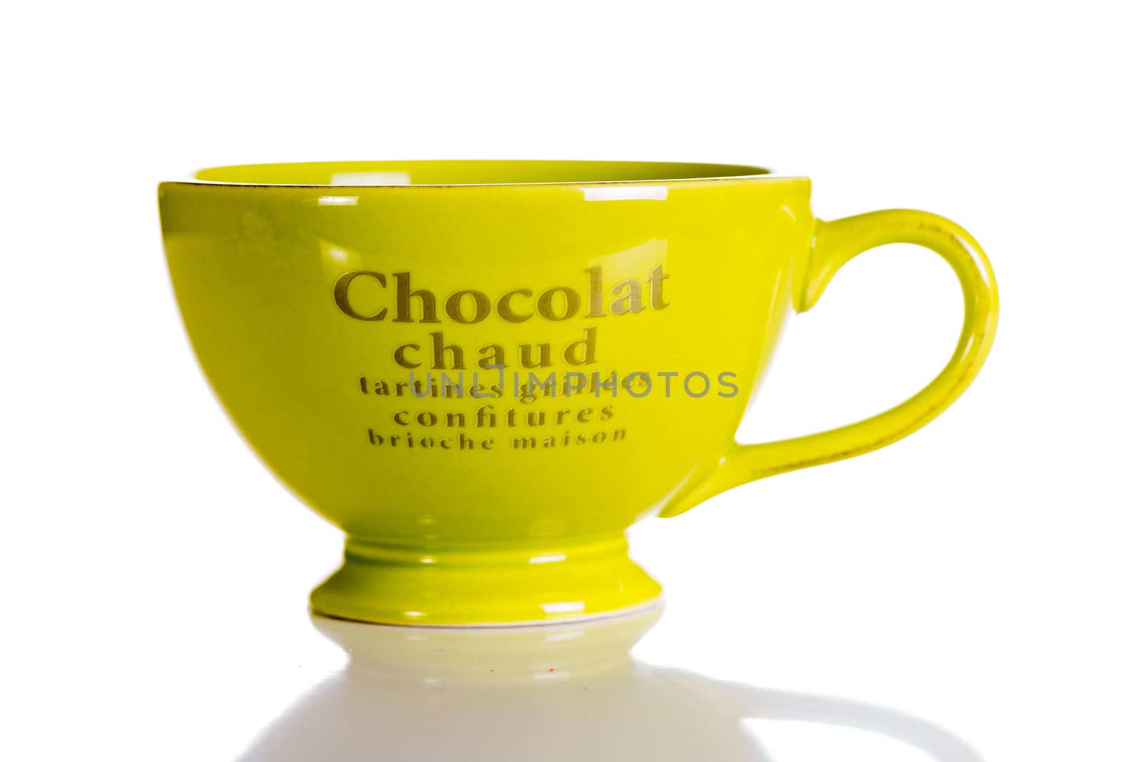 Green jumbo chocolate mug isolated on white background