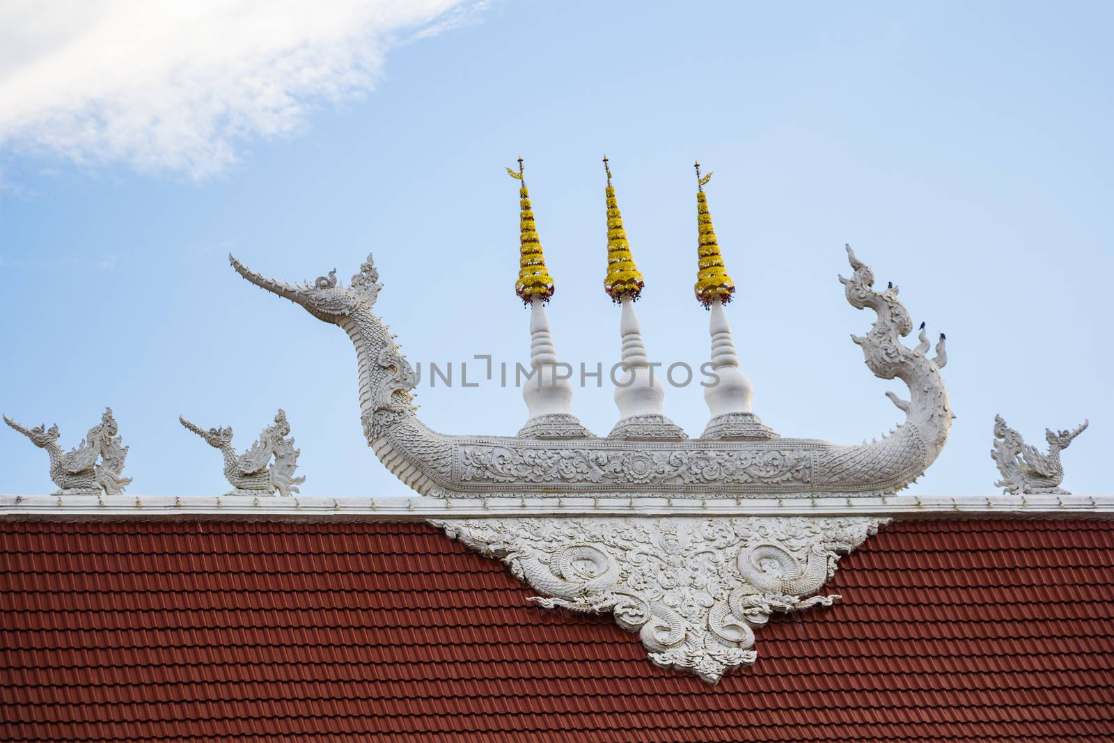 Roof Detail of Wat Huay Pla Kang temple Chiangrai,Thailand by chingraph