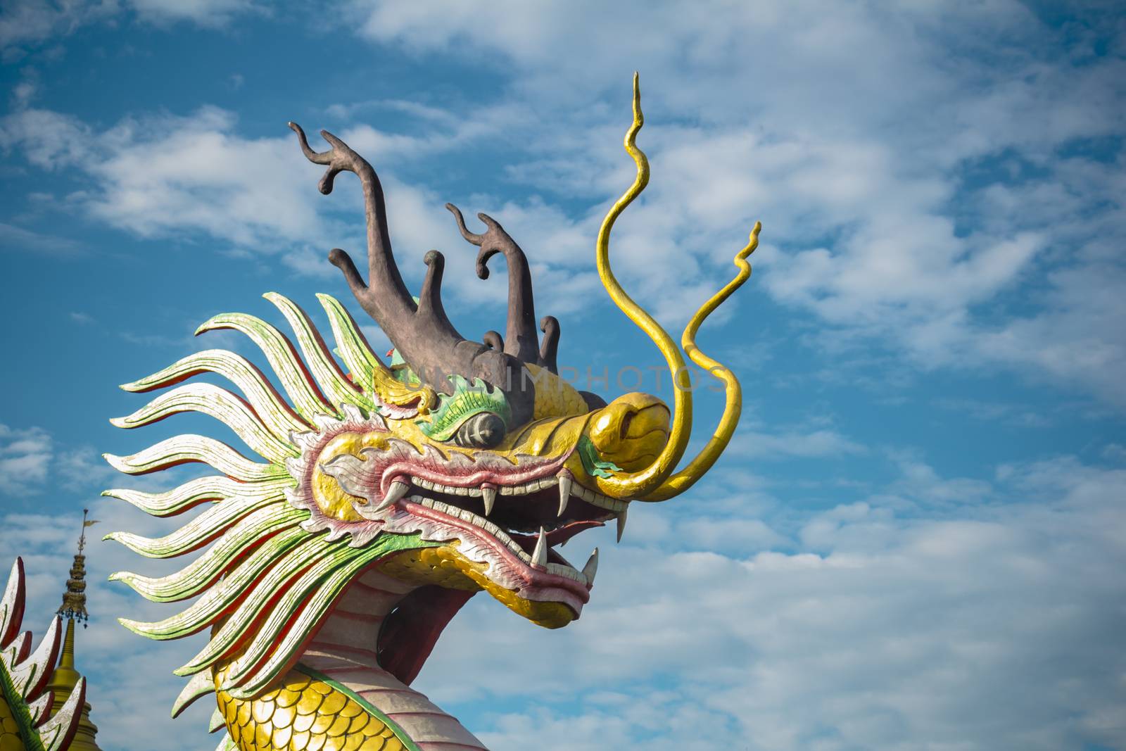 Dragon statue of Wat Huay Pla Kung Temple Chiang Rai,Thailand by chingraph