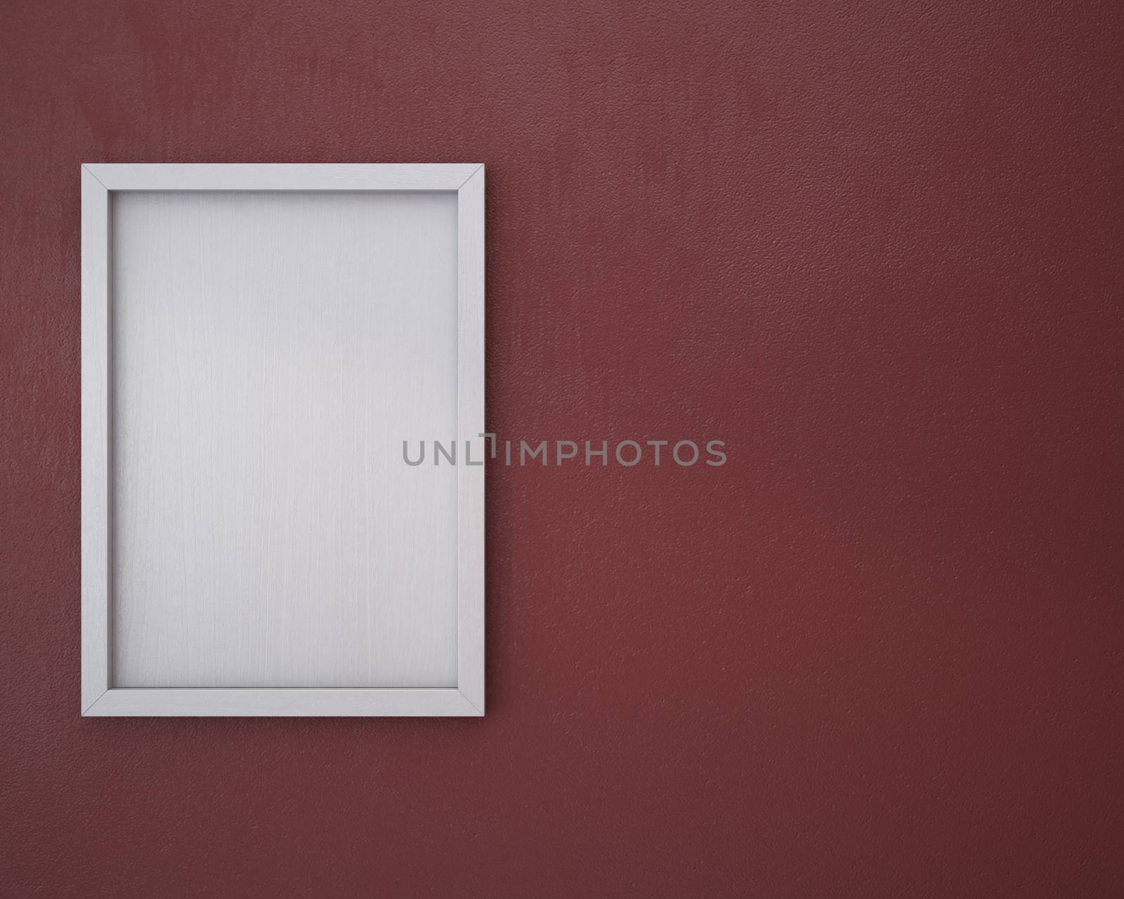 Blank frame on marsala wall.