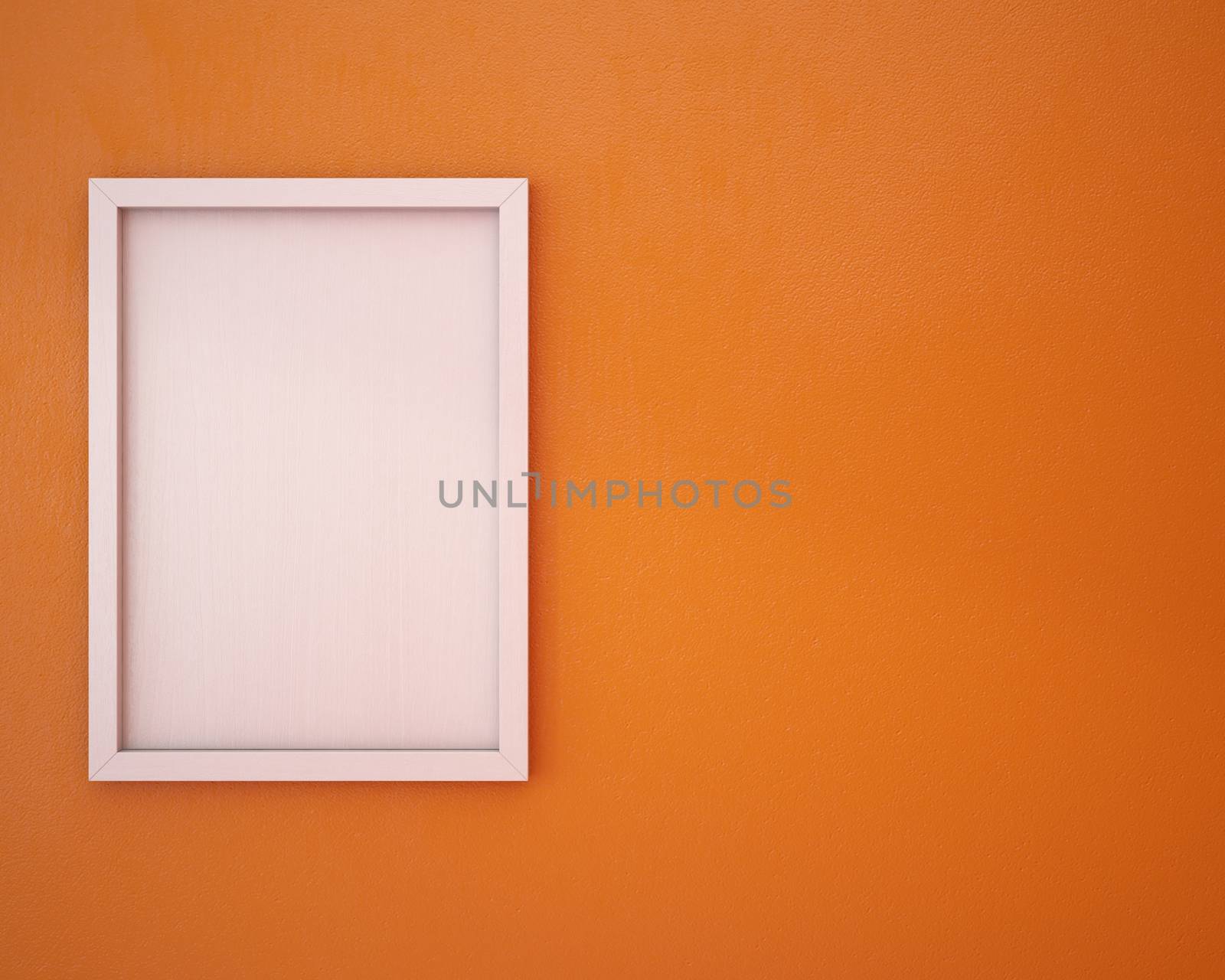 Blank frame on orange wall.