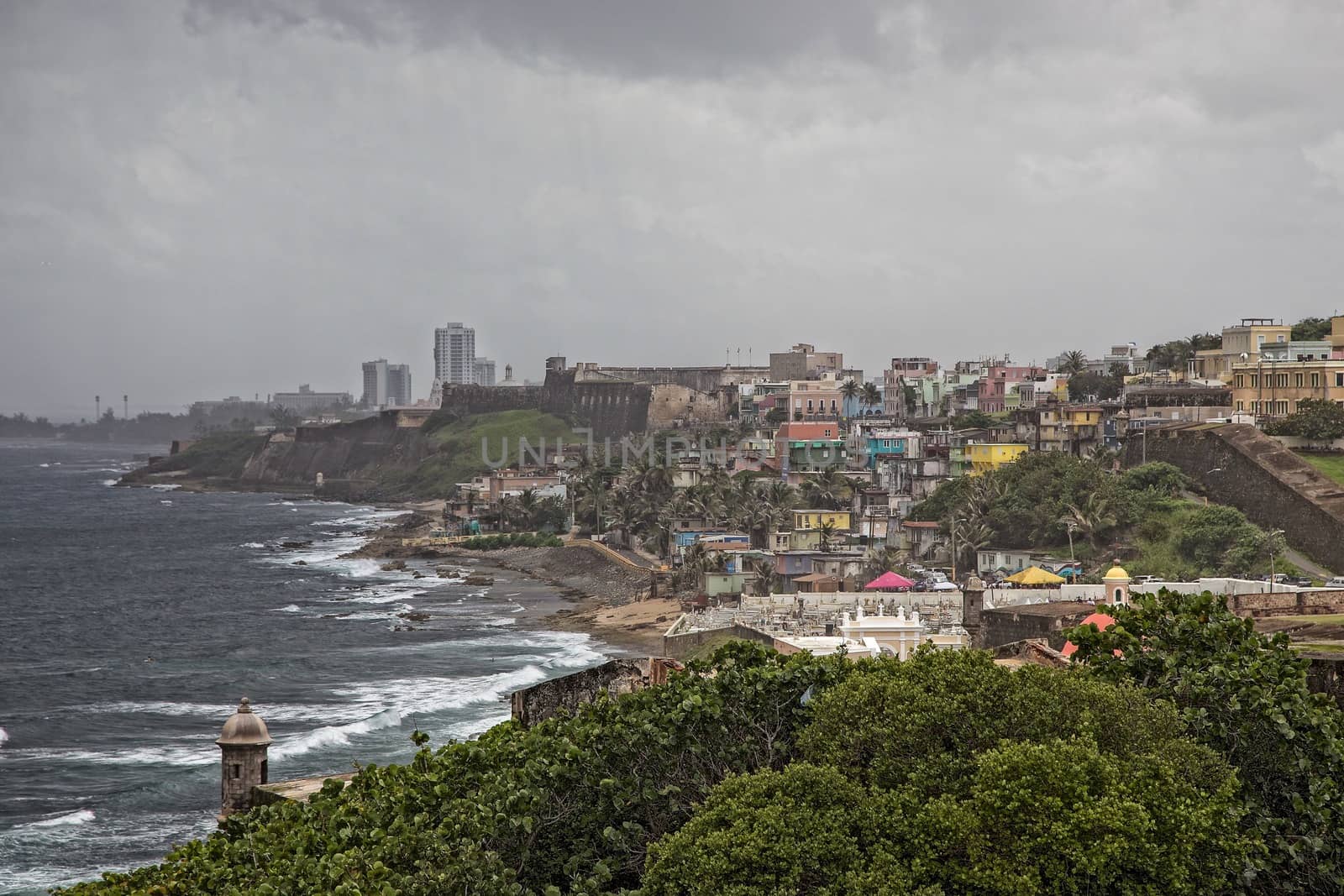 Looking out at Old San Juan from the fort Castillo San Felipe del Morro.