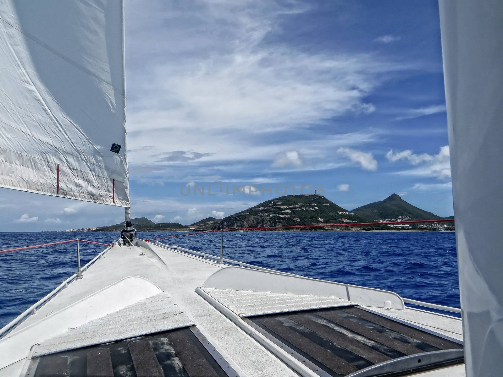 Sailing the Caribbean off the coast of St. Maarten.