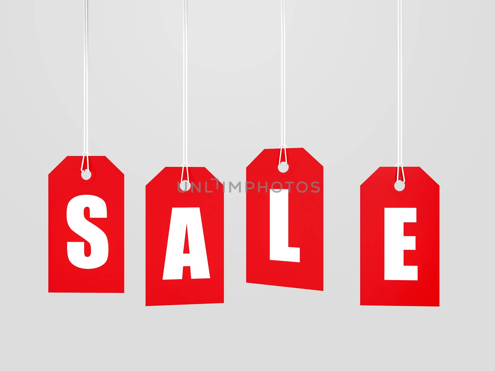 Red sale tag lable on white background