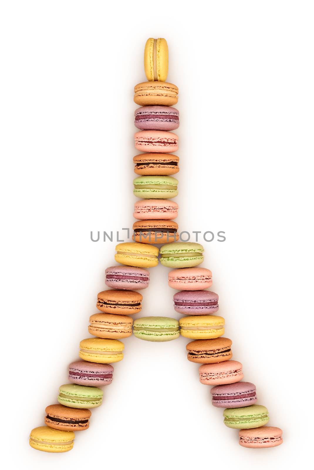 Macarons Eiffel Tower french colorful. Isolated by 918