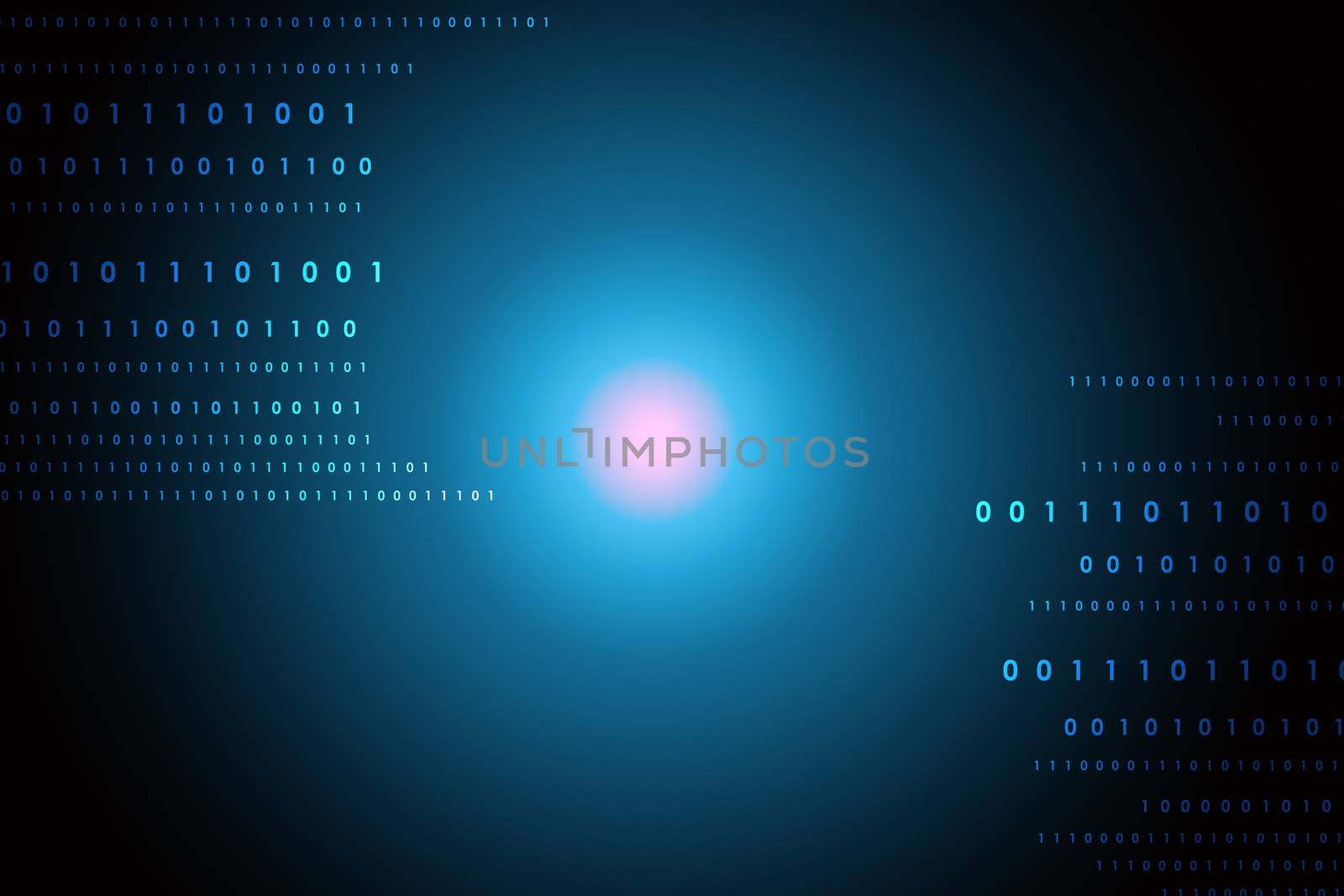 Abstract blue background with light spots and numbers