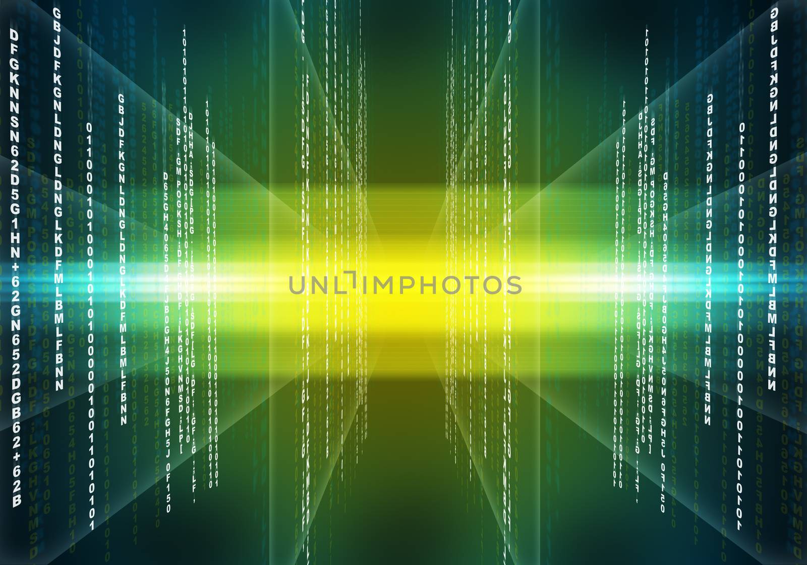Abstract yellow and green background with light spots and numbers