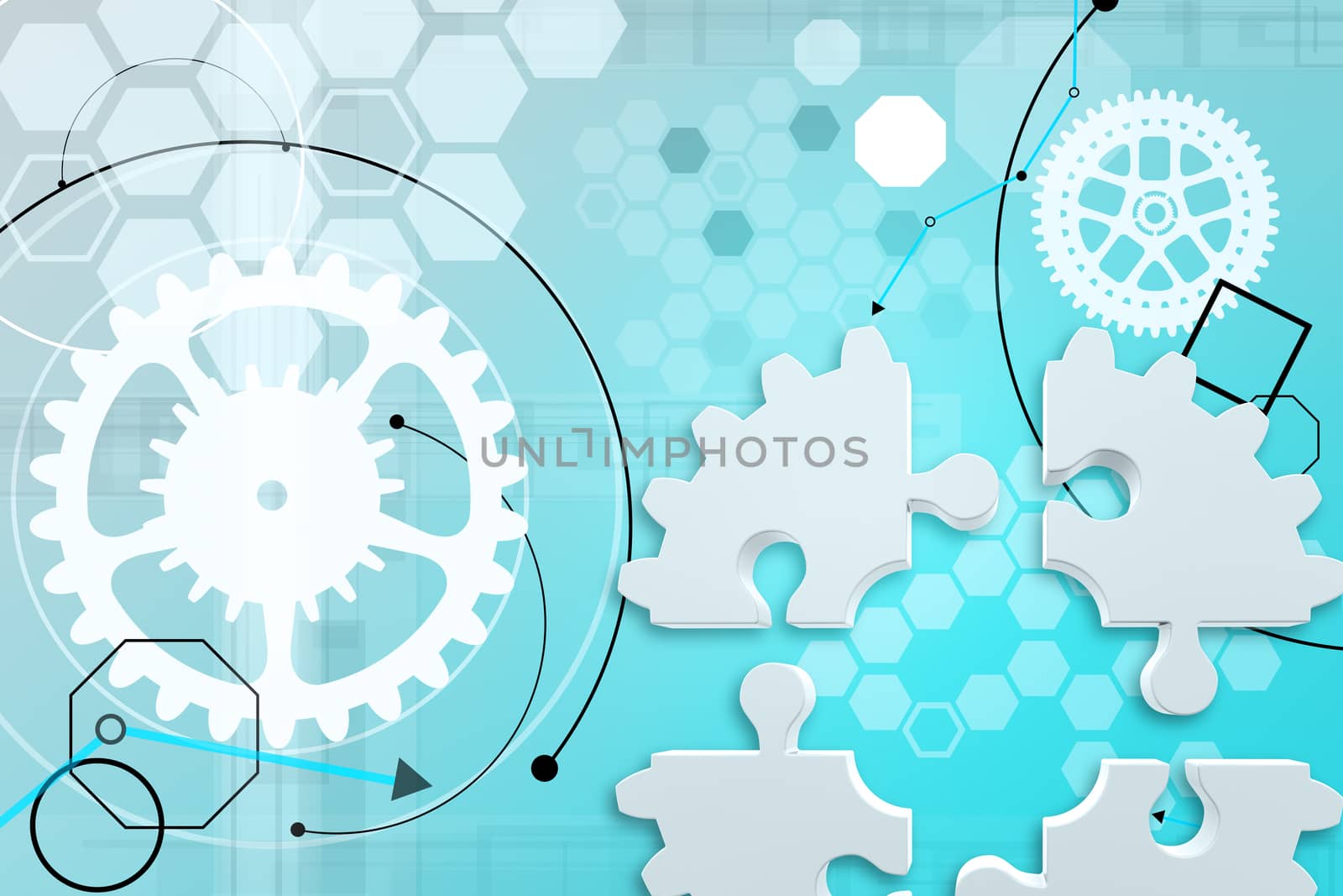 Abstract colorful background with mechanical gears and arrows