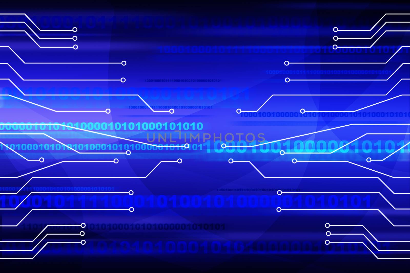 Abstract blue background with light spots and numbers