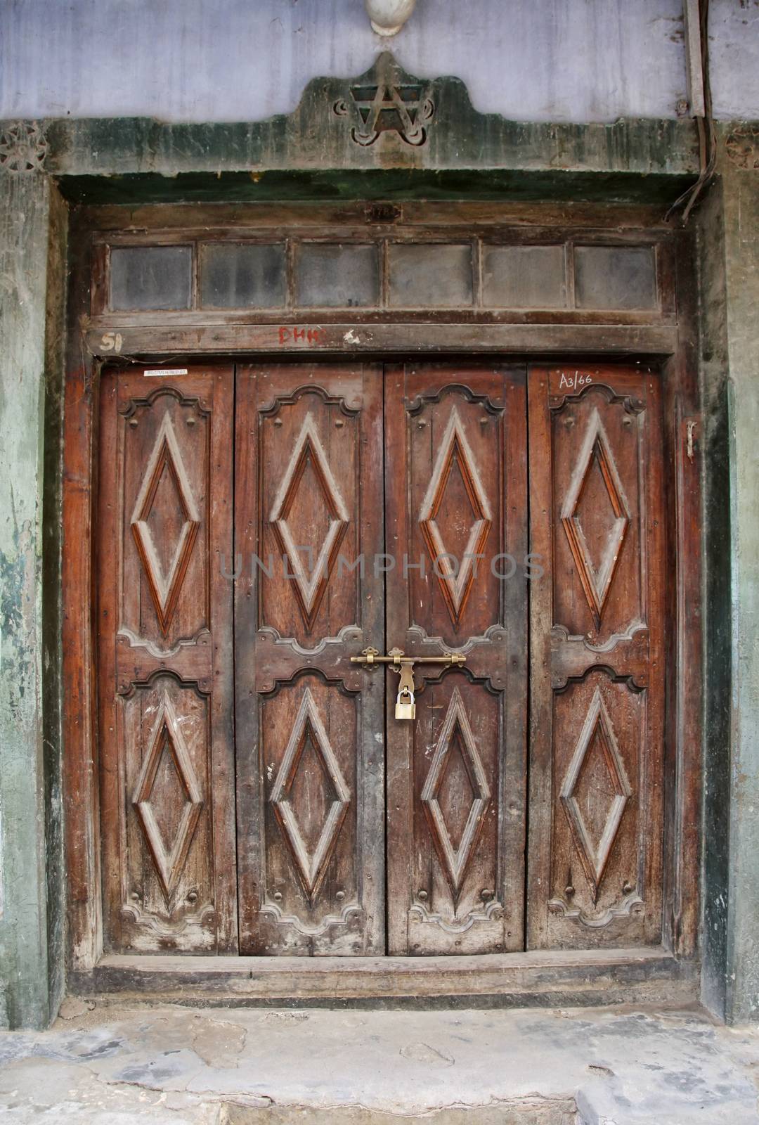 Old wooden door at Stone Town the capital of Zanzibar island East Africa. Zanzibar