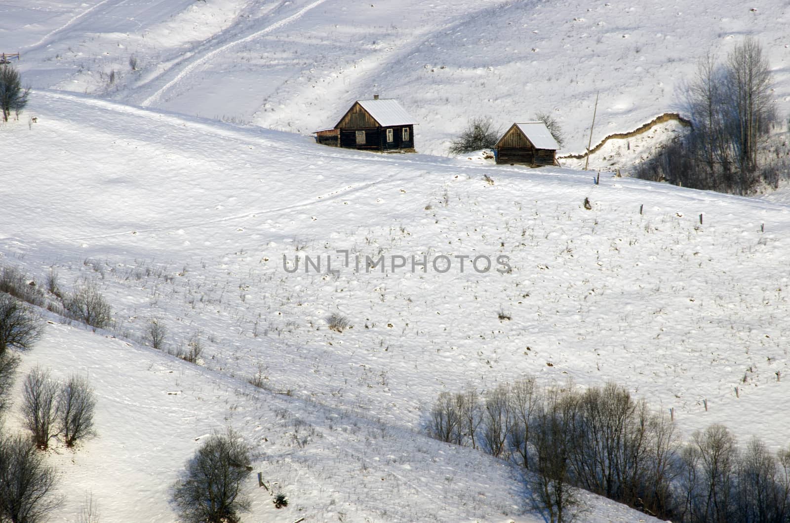 Sunrise in winter mountains . Sunrise in Carpathian Mountains, Ukraine