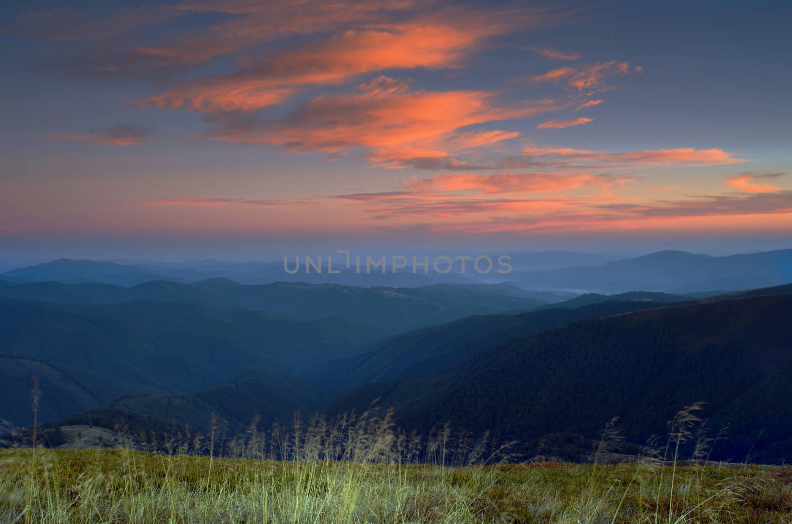 evening mountain plateau landscape (Carpathian, Ukraine) by dolnikow