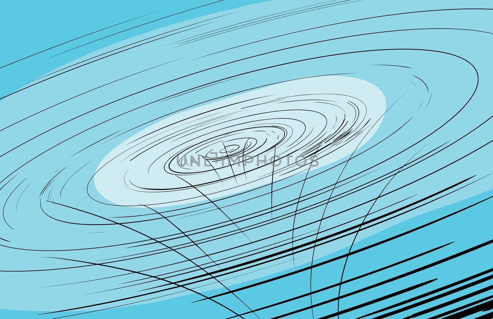 Abstract hurricane funnel and spiral illustration in blue