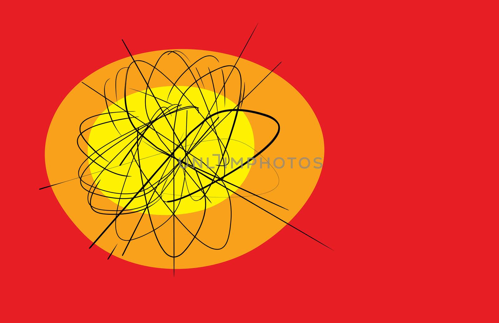 Abstract symbolic atomic explosion scribble with copy space