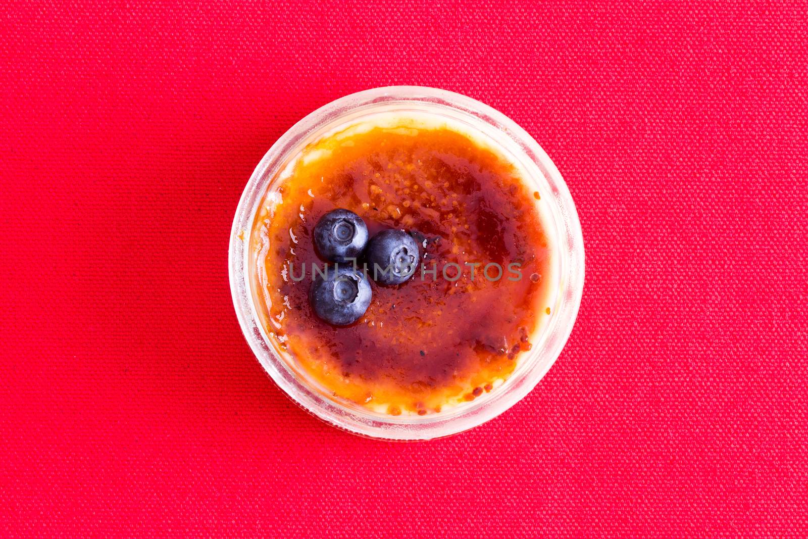 Freshly baked custard with blueberries by coskun