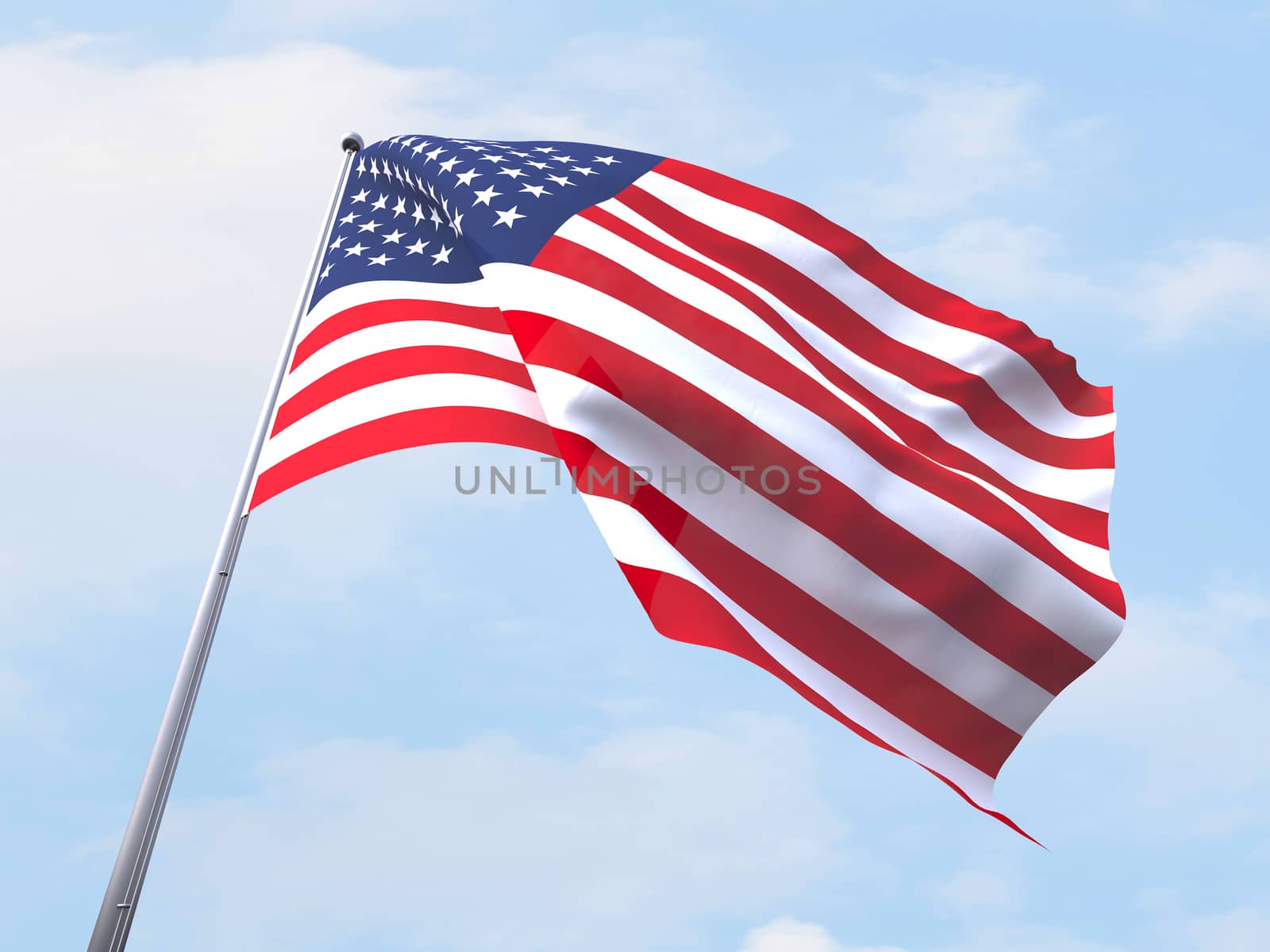 United States flag flying on clear sky. by chingraph