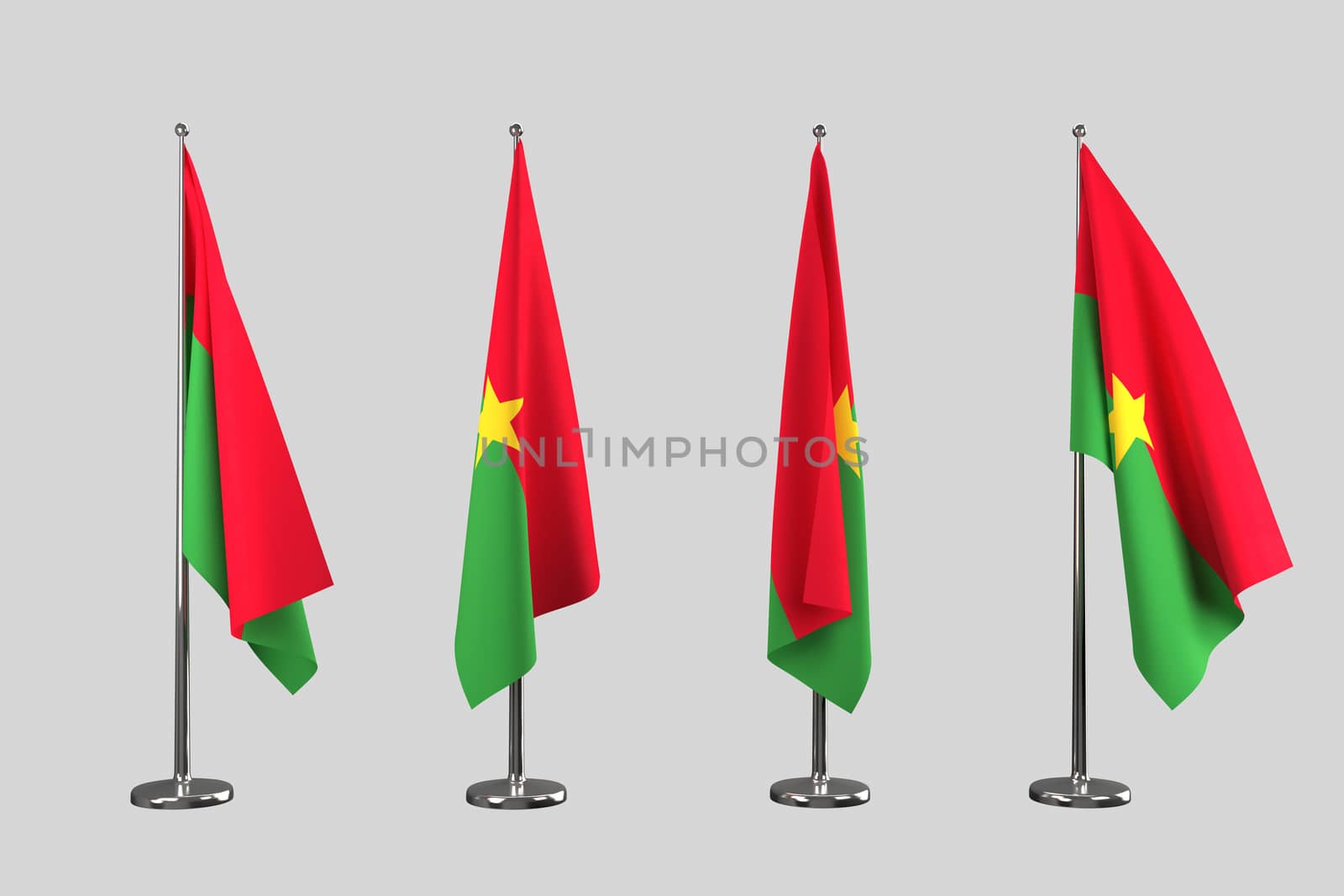 Burkina Faso indoor flags isolate on white background