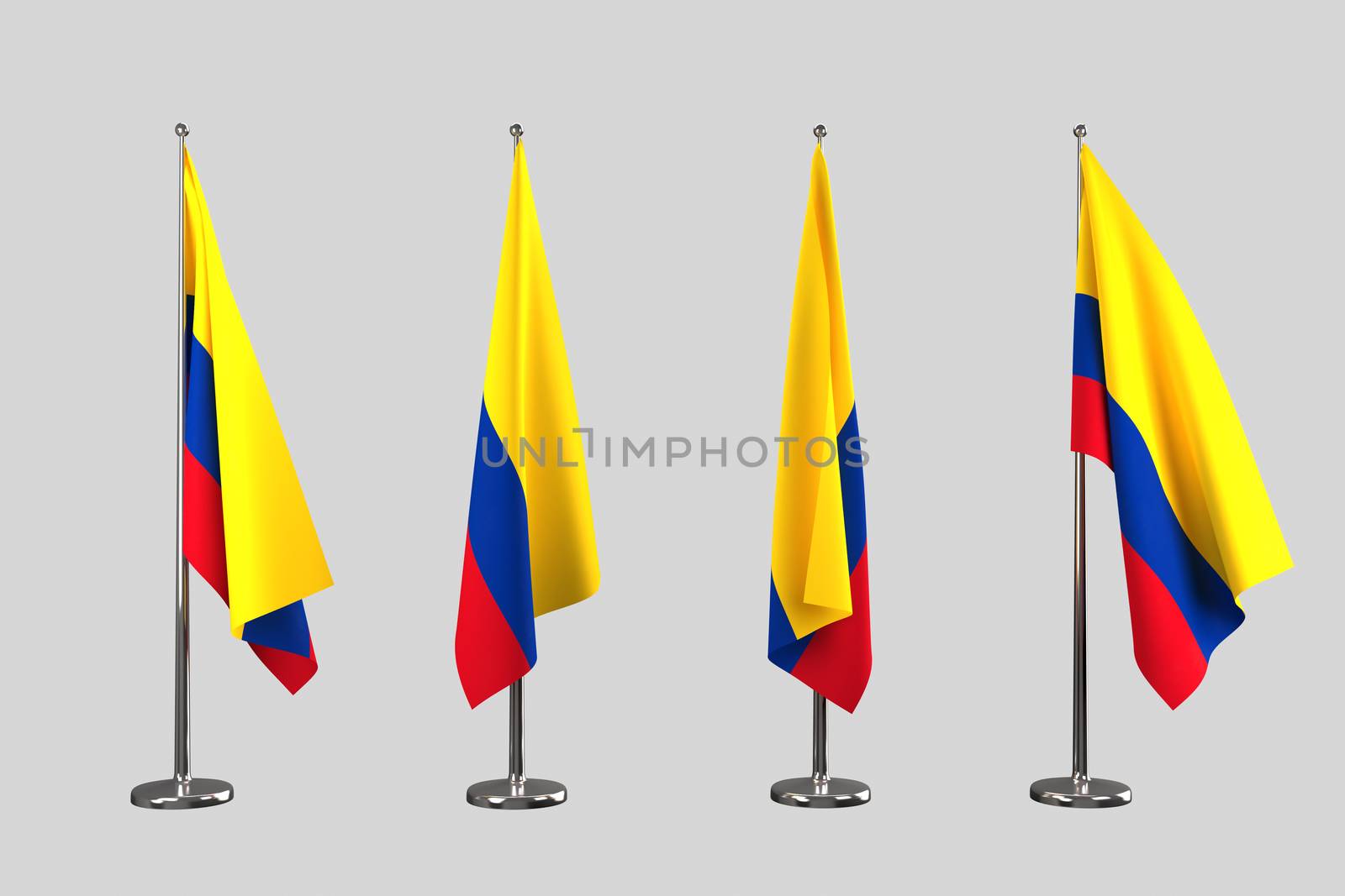 Colombia indoor flags isolate on white background