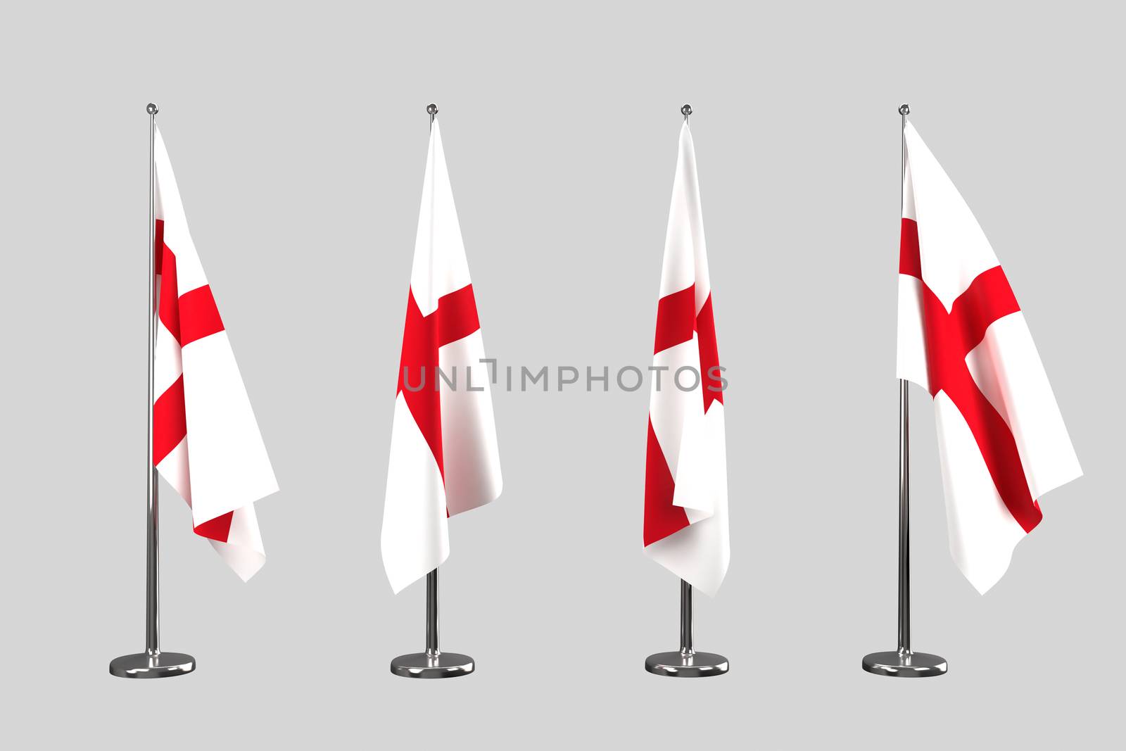 England indoor flags isolate on white background