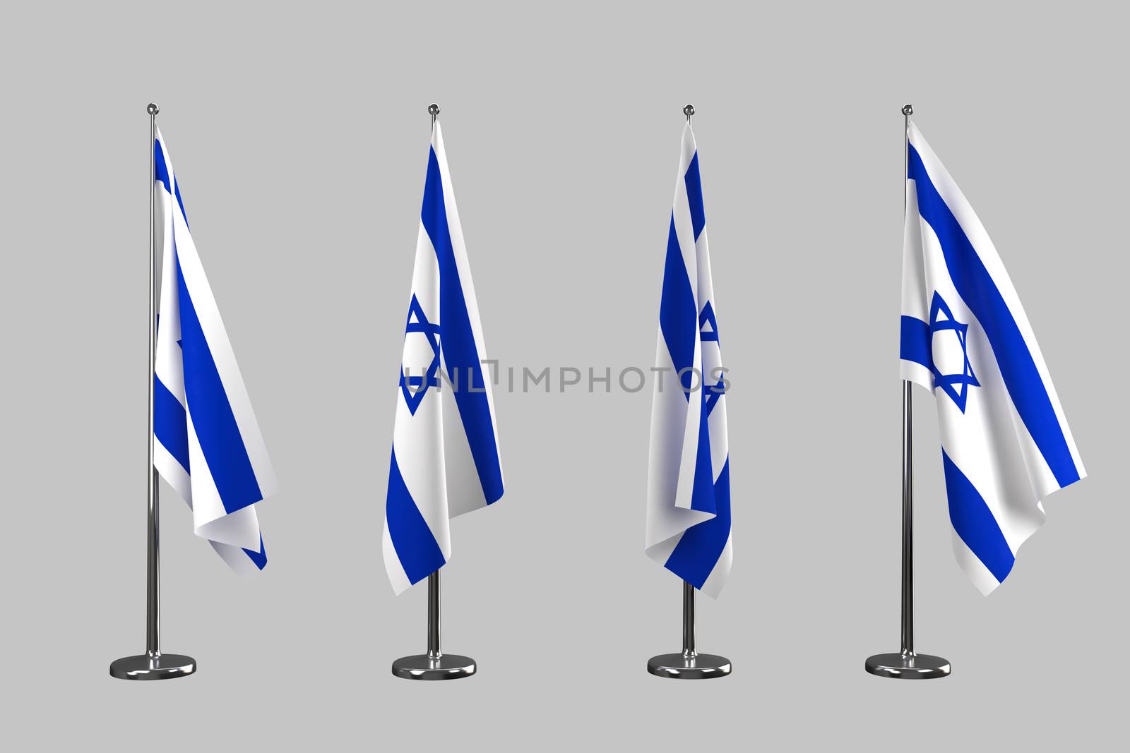 Israel indoor flags isolate on white background