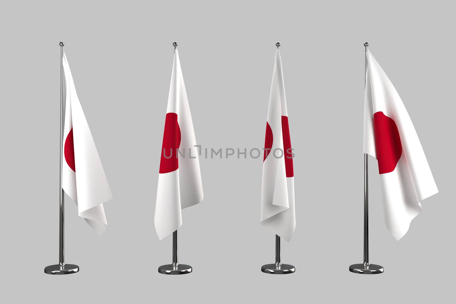 Japan indoor flags isolate on white background