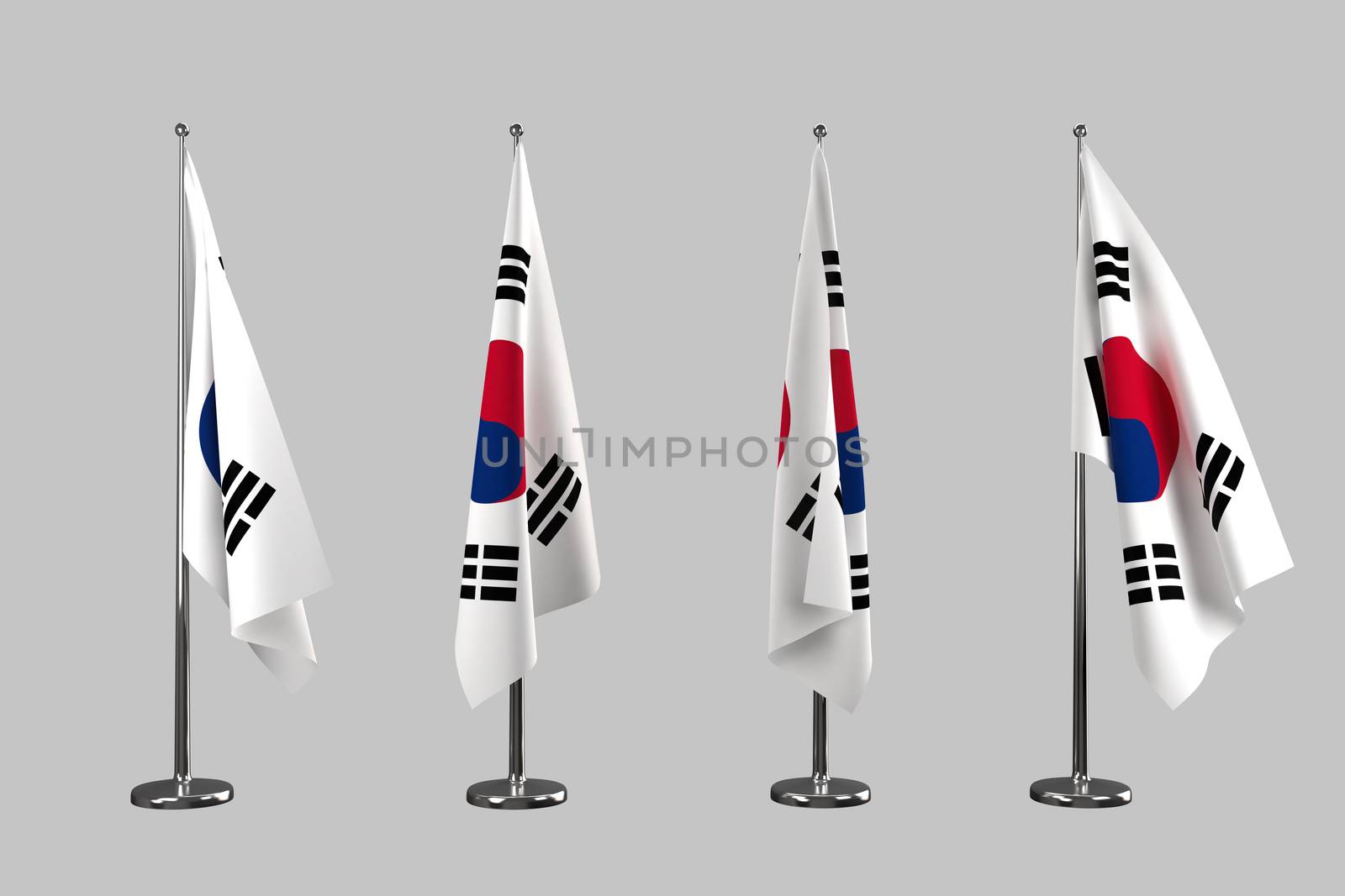 South Korea indoor flags isolate on white background