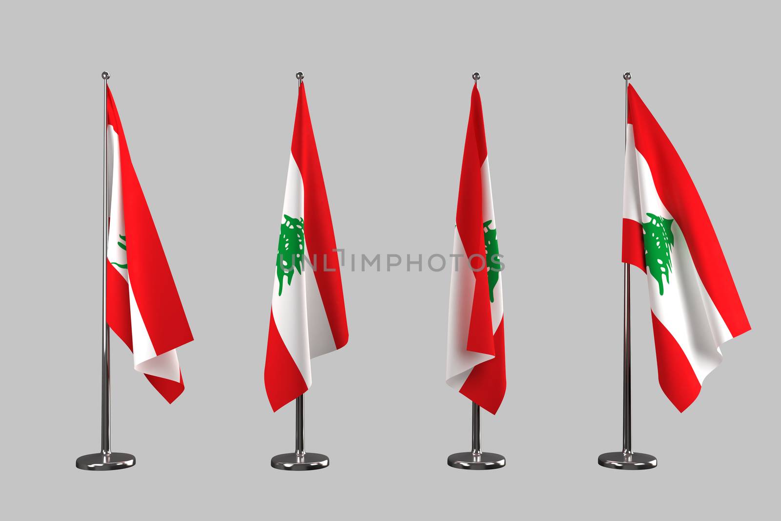 Lebanon indoor flags isolate on white background