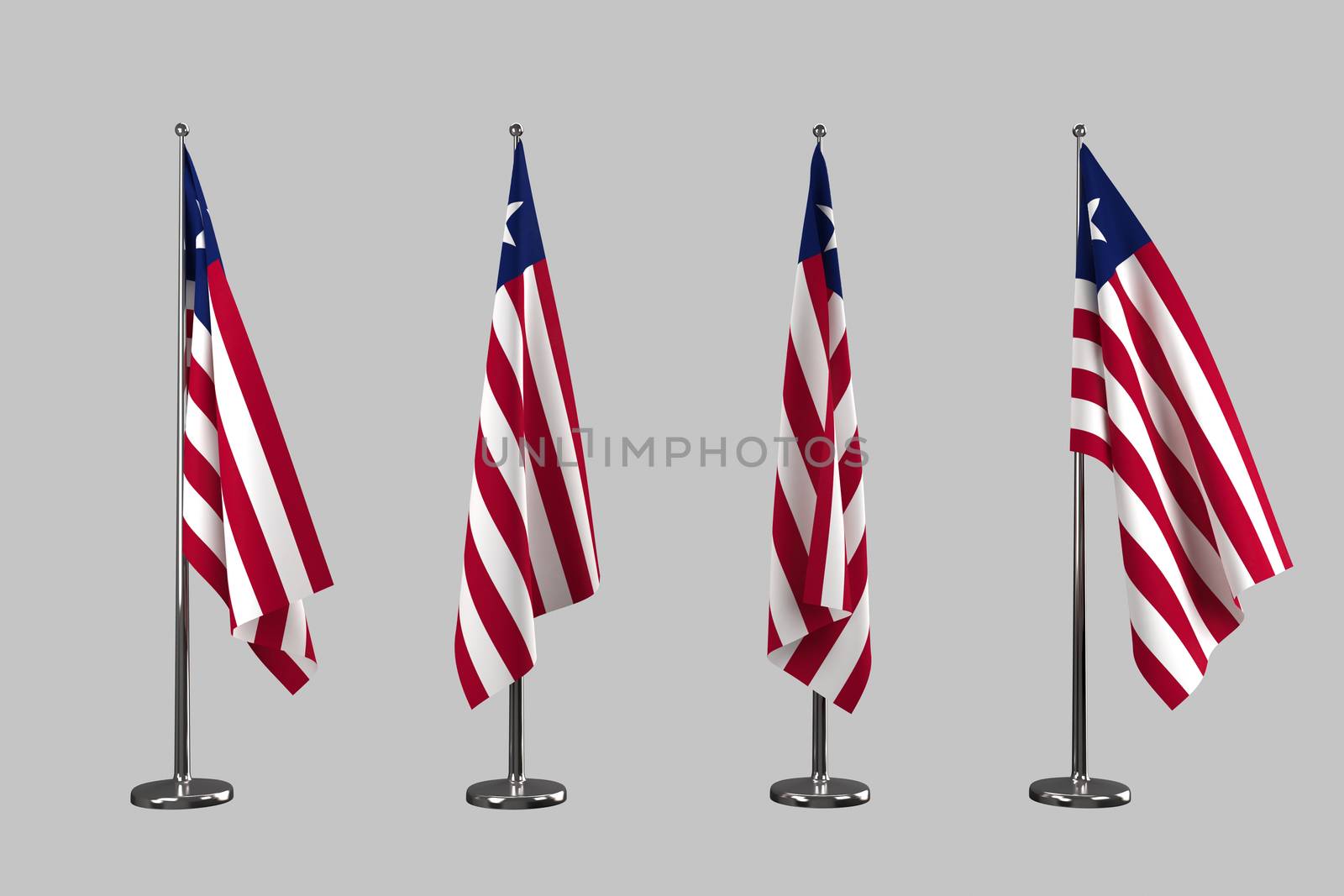 Liberia indoor flags isolate on white background