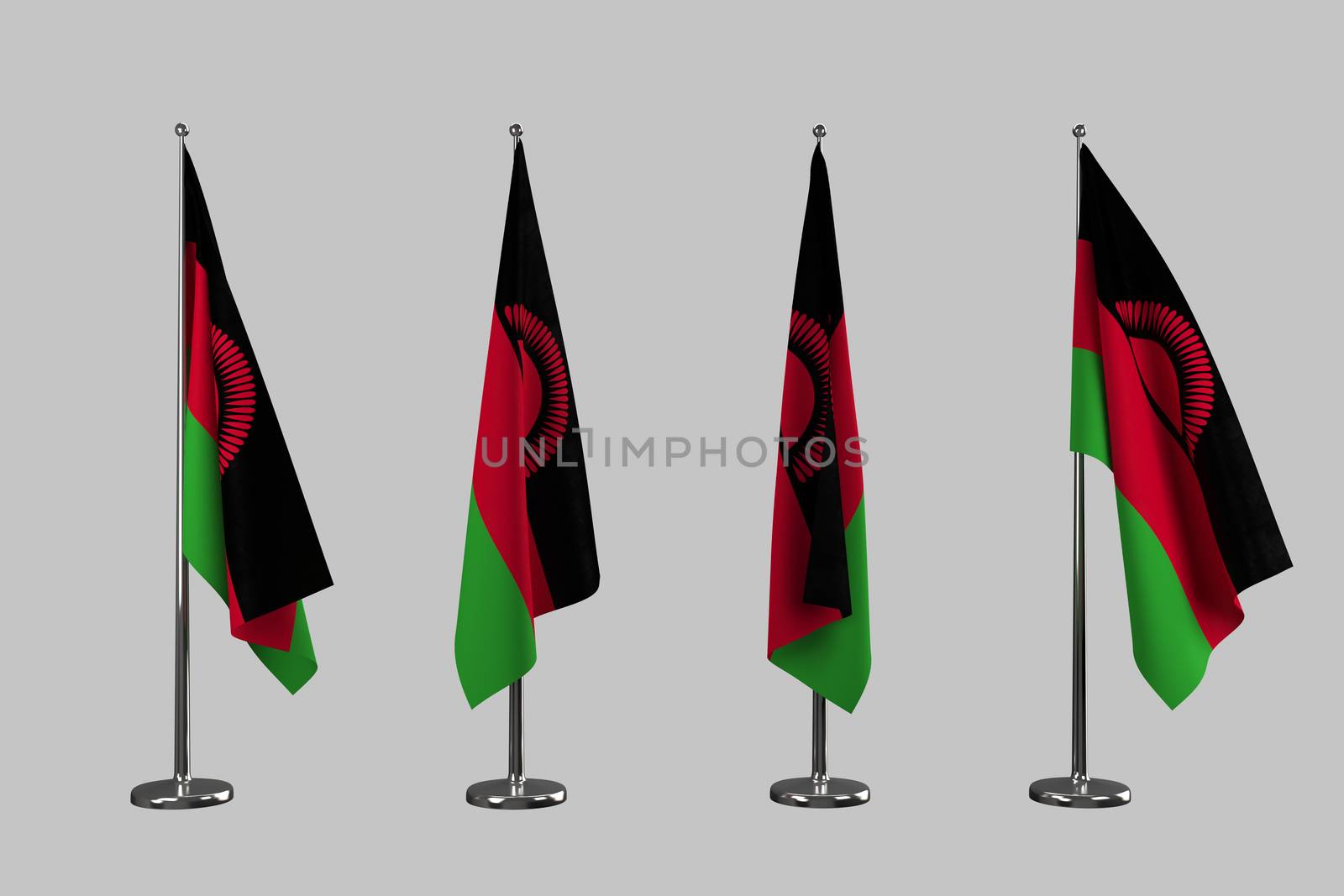 Malawi indoor flags isolate on white background