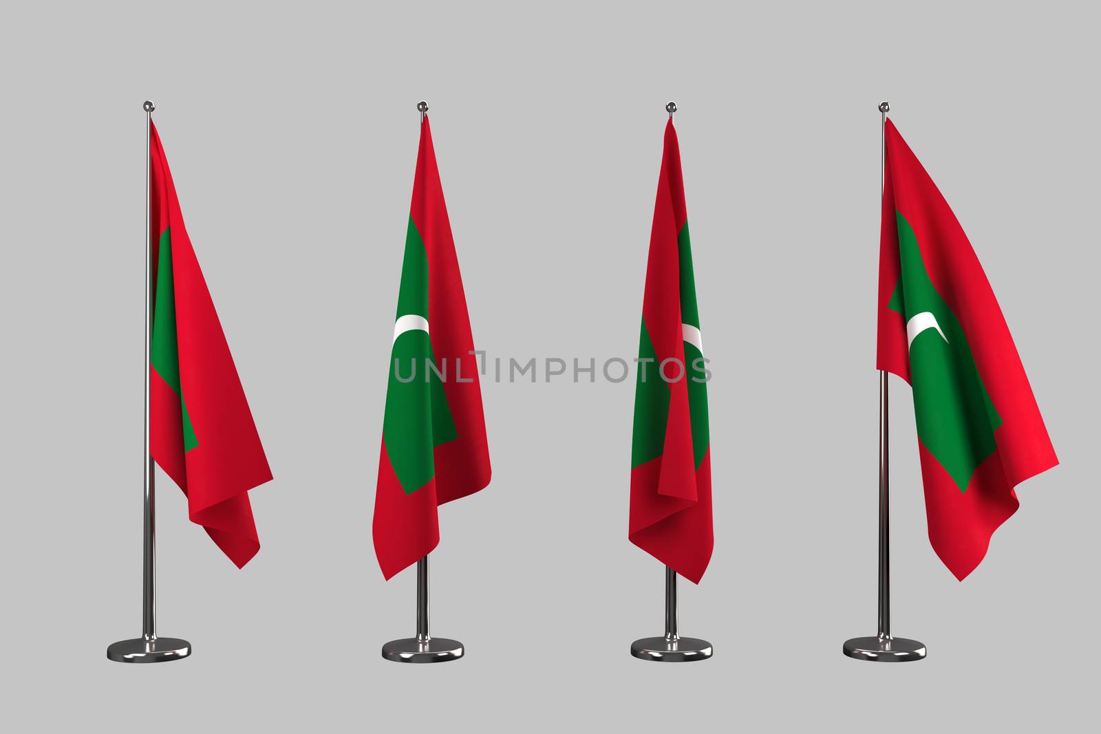 Maldives indoor flags isolate on white background