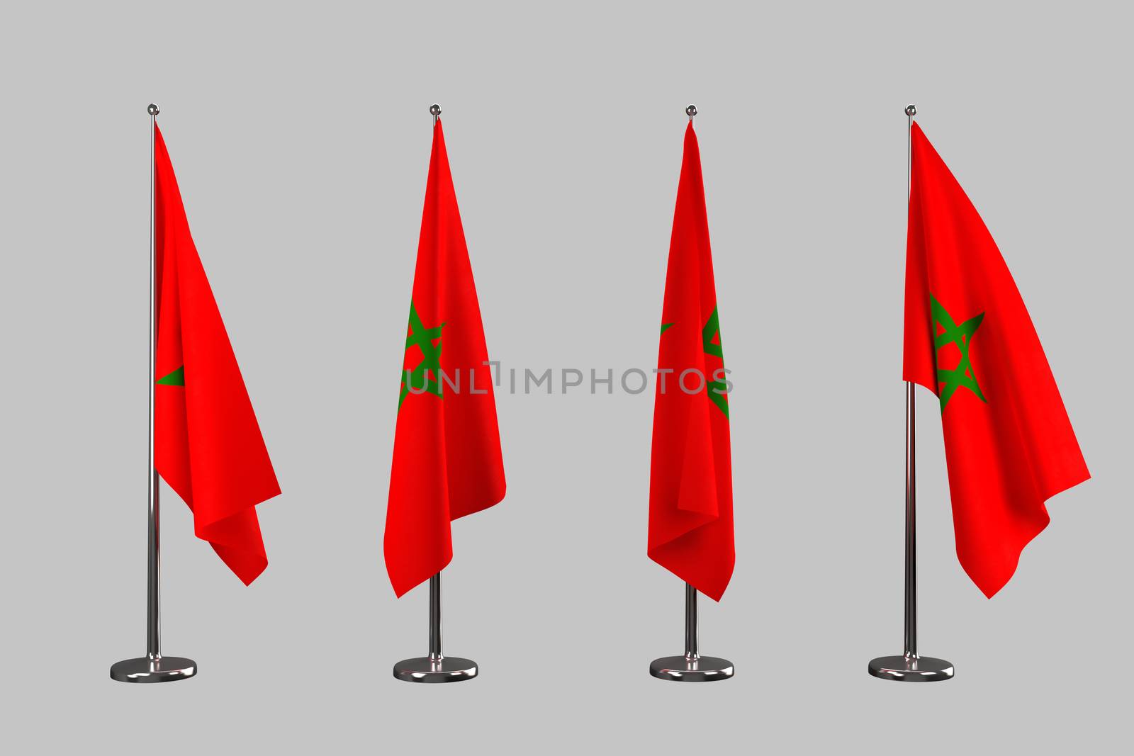 Morocco indoor flags isolate on white background