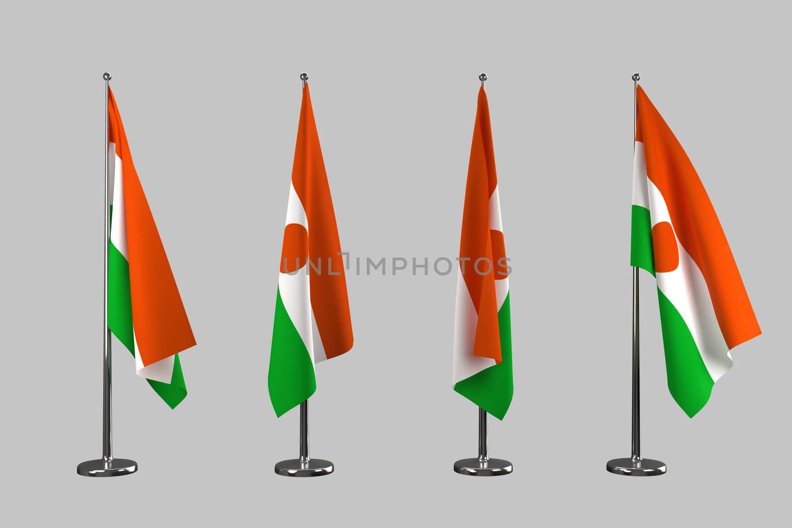 Niger indoor flags isolate on white background